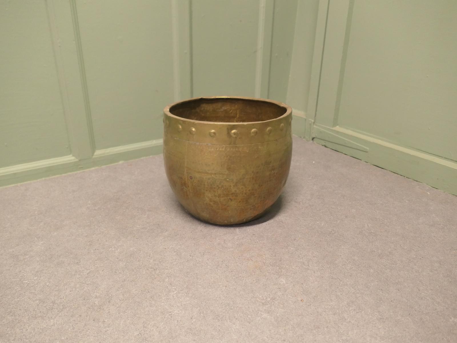 Brass Arts & Crafts Riveted Jardiniere (1 of 6)