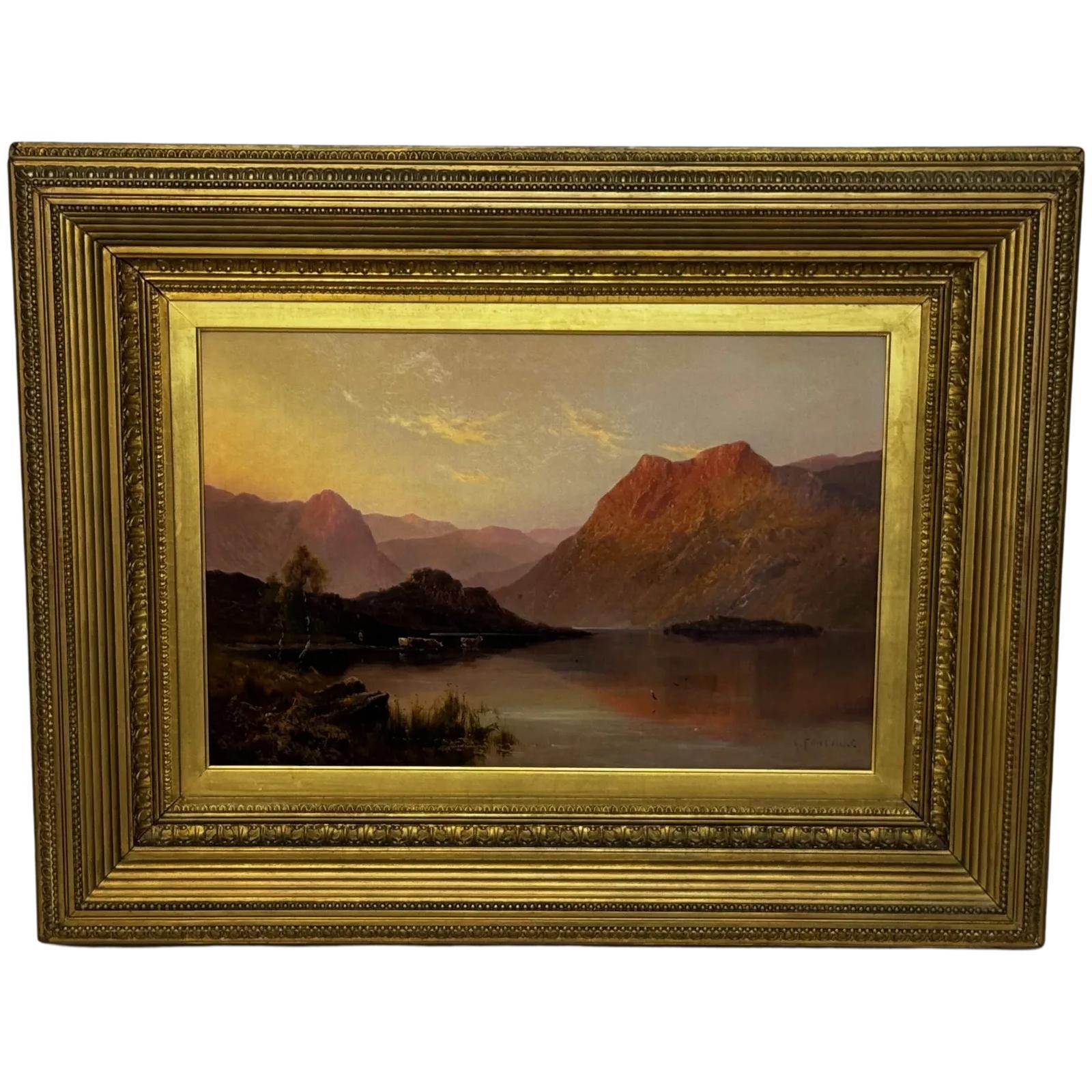 Painting Landscape Lake Windermere at Sunset by Alfred de Breanski (1 of 54)
