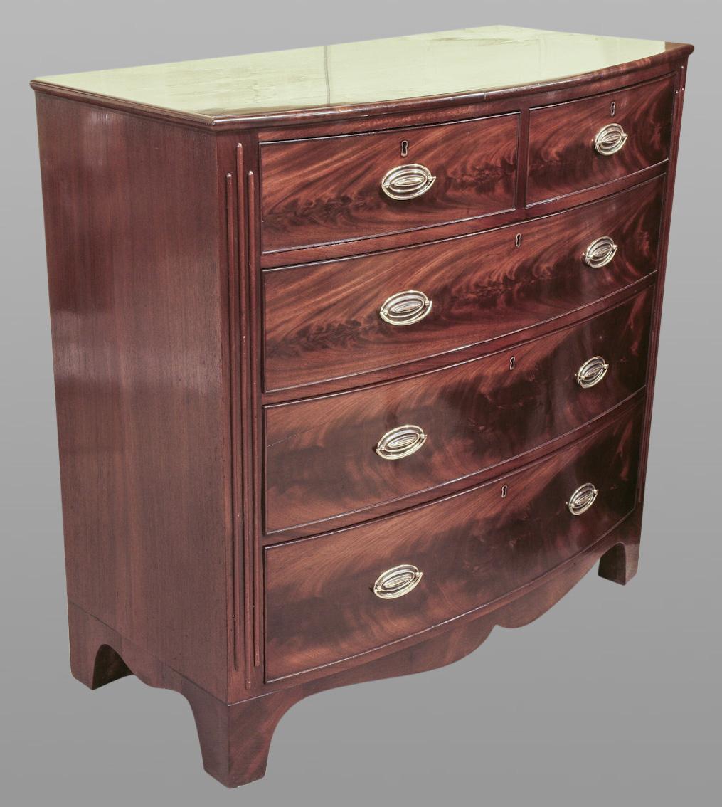 Bow Fronted Chest of Drawers with Oval Brass Handles (1 of 1) Bow Fronted Chest of Drawers with Oval Brass Handles (1 of 1)