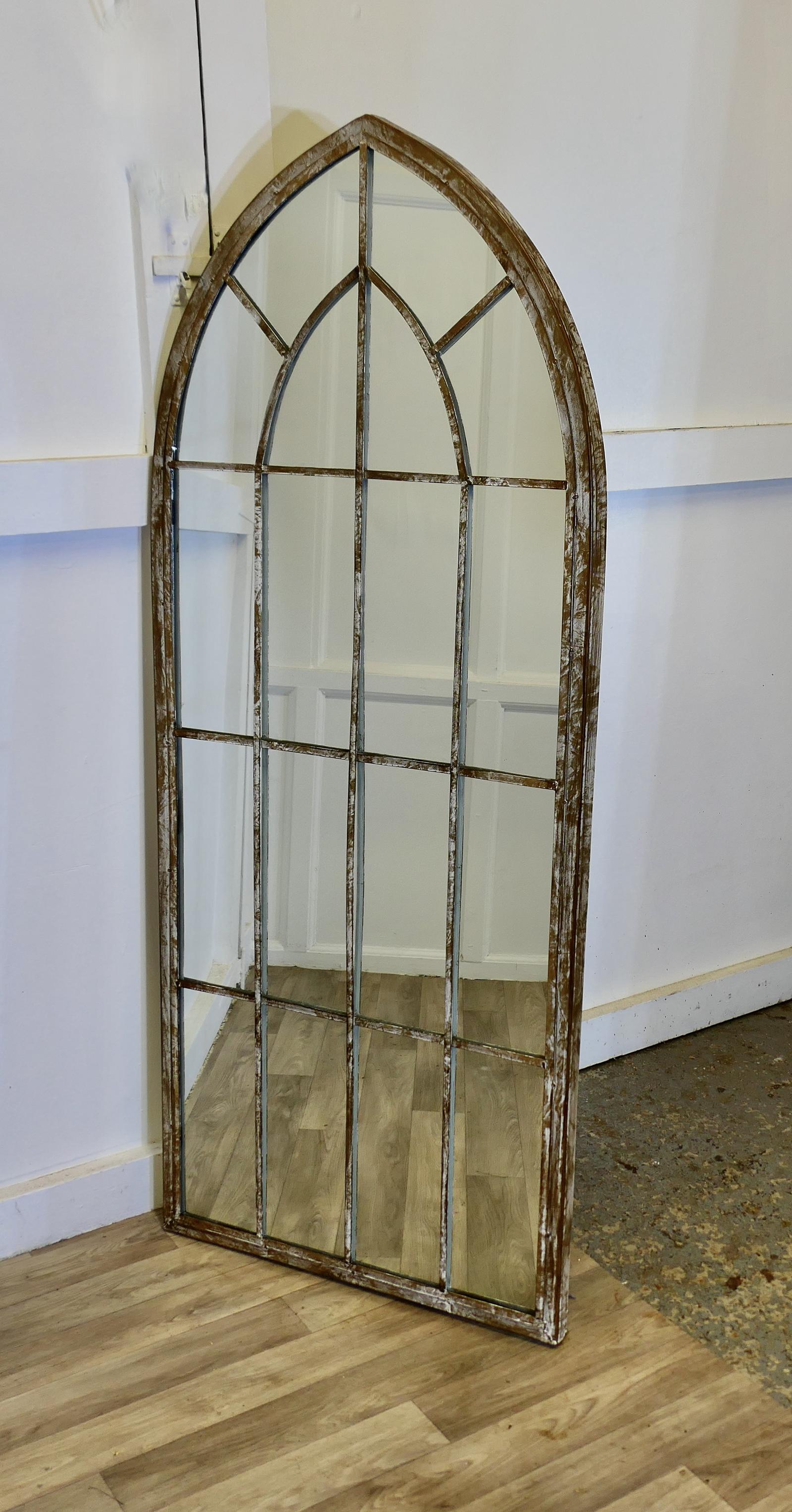 Tall Industrial Style Arched Window Mirror (1 of 6)