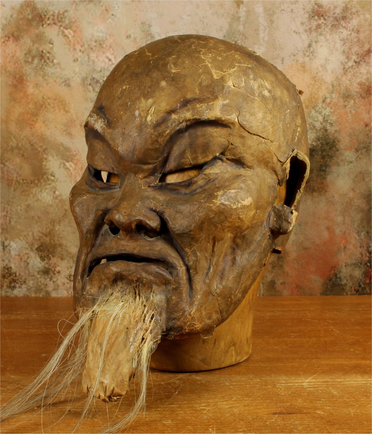 Antique Chinese Old Man Theatre Mask. Folk Art Papier Mache Man's Head (1 of 18) Antique Chinese Old Man Theatre Mask. Folk Art Papier Mache Man's Head (1 of 18)