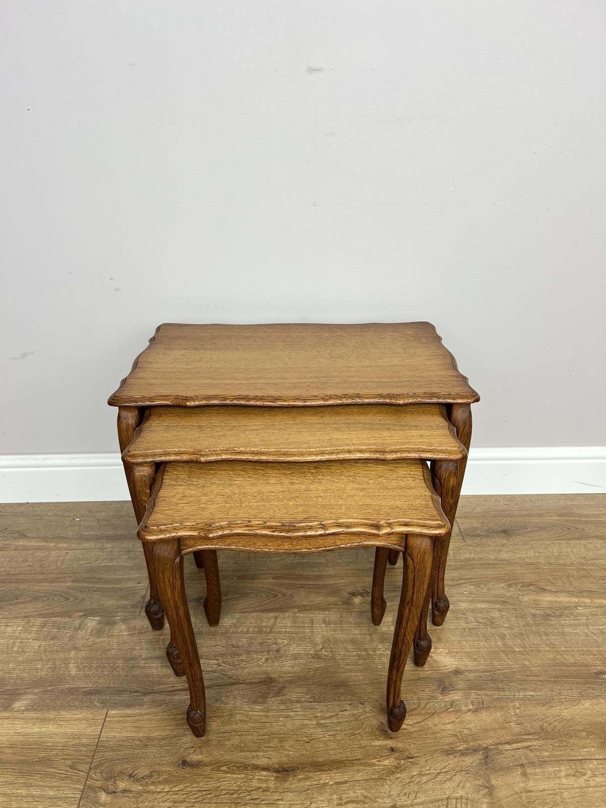 Nested Tables Vintage French Oak Set of Three Carved Tables (1 of 12) Nested Tables Vintage French Oak Set of Three Carved Tables (1 of 12)