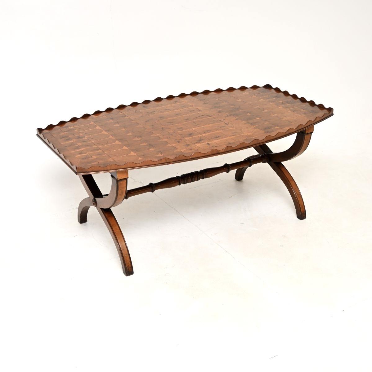 Antique Yew Wood Oyster Veneer Coffee Table (1 of 9) Antique Yew Wood Oyster Veneer Coffee Table (1 of 9)