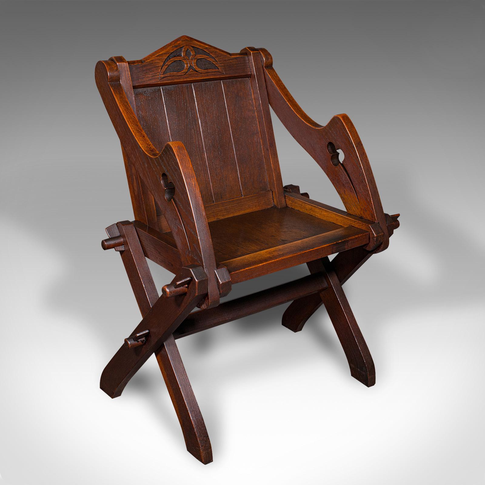 Antique Glastonbury Chair, English Oak, Gothic Revival Seat, Victorian, C.1880 (1 of 10)