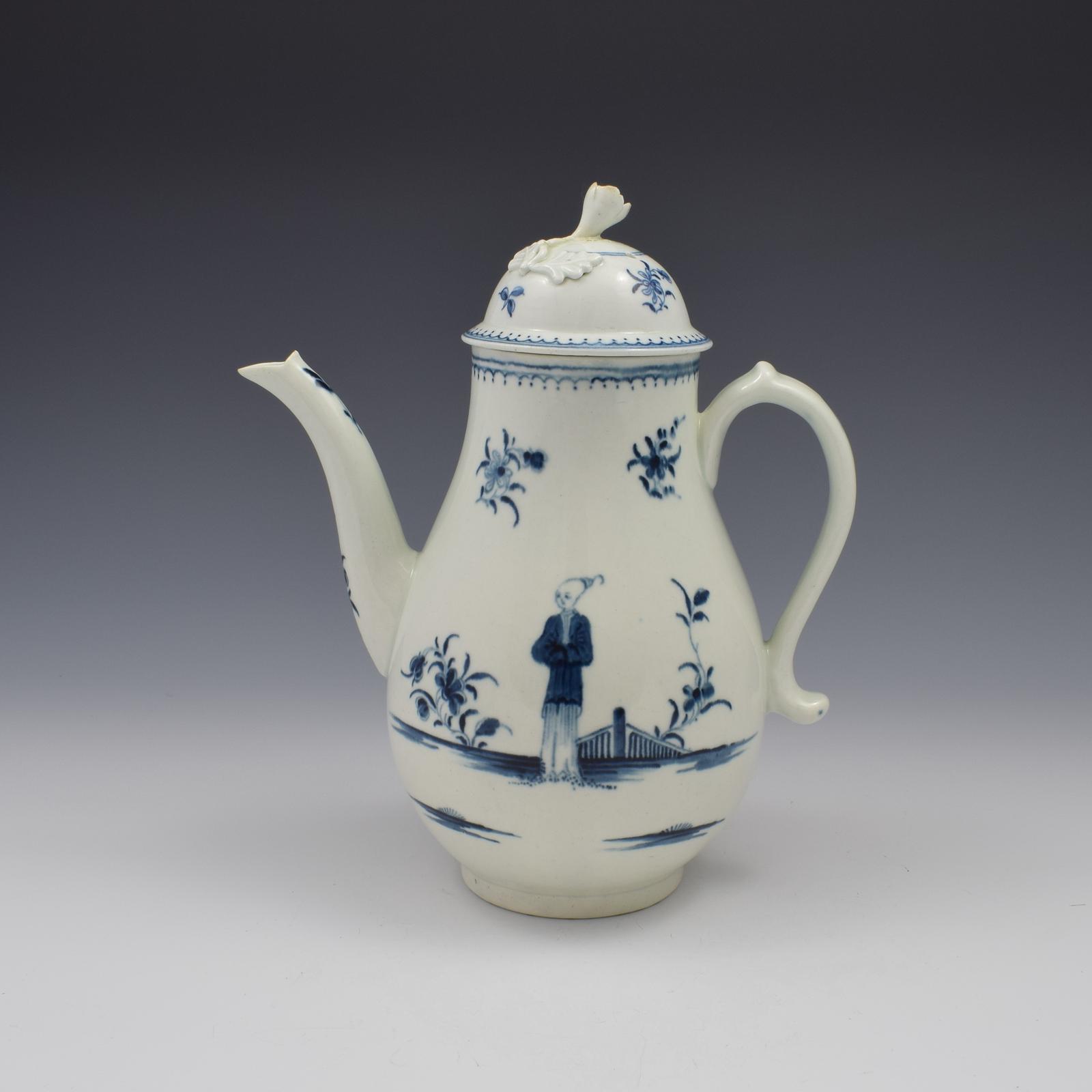 First Period Worcester Porcelain Waiting Chinaman Coffee Pot & Cover c.1770 (1 of 16) First Period Worcester Porcelain Waiting Chinaman Coffee Pot & Cover c.1770 (1 of 16)