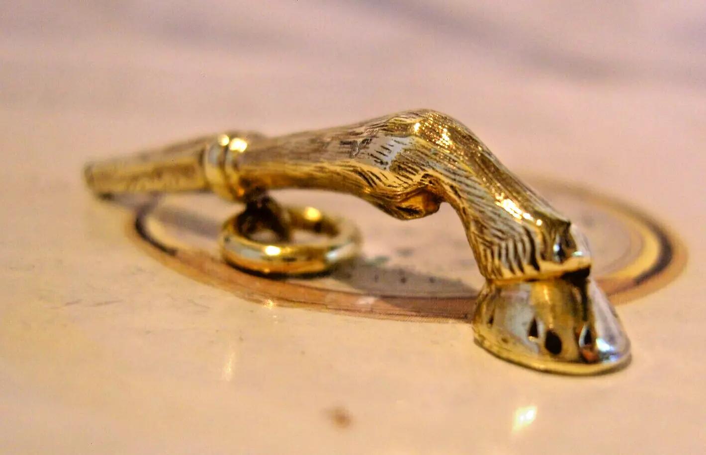 Pocket Watch Chain Fob Victorian Equestrian Horse Large Brass Antique Fob (1 of 6)