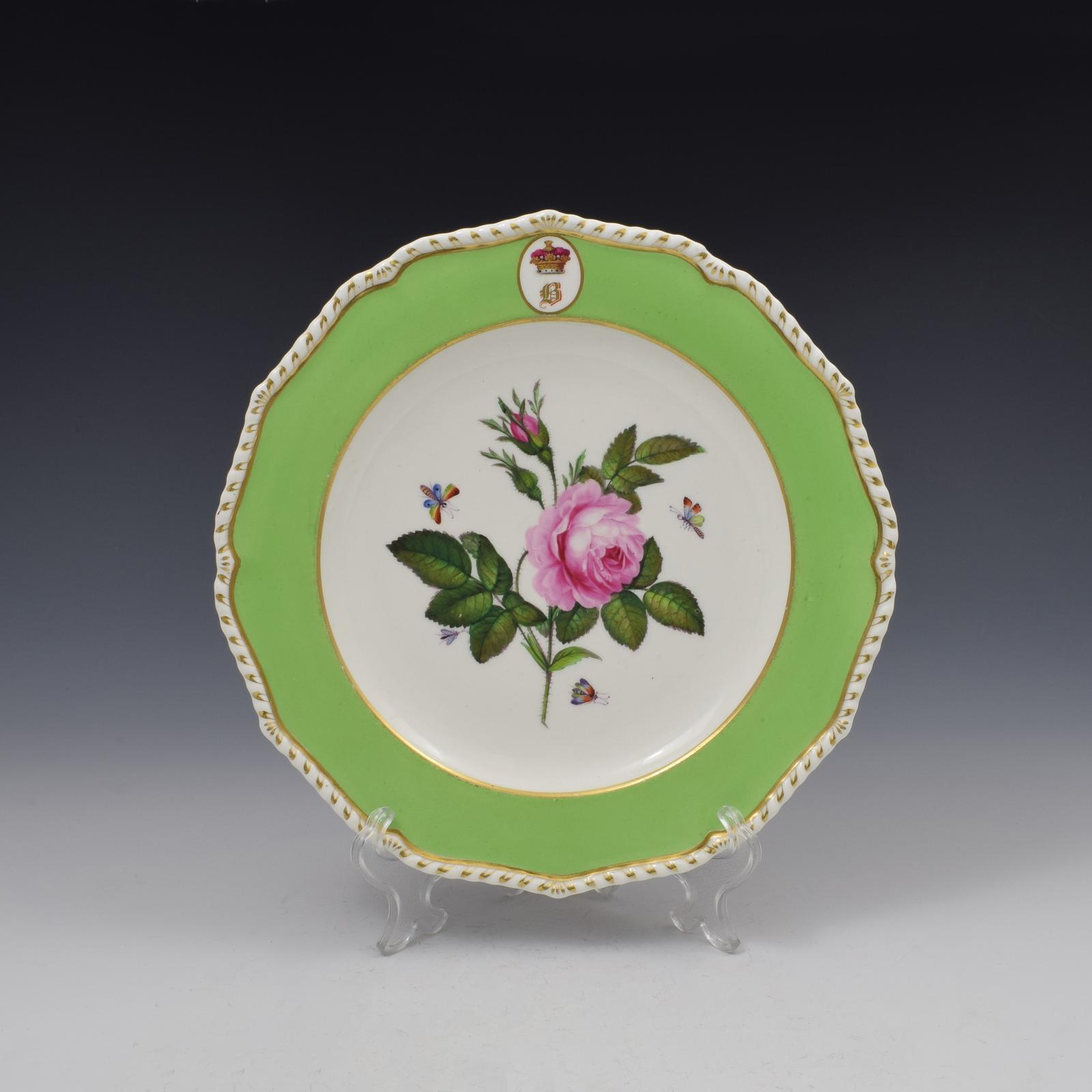 Georgian Bloor Derby Porcelain Marquess Armorial Botanical Dessert Plate (1 of 4)