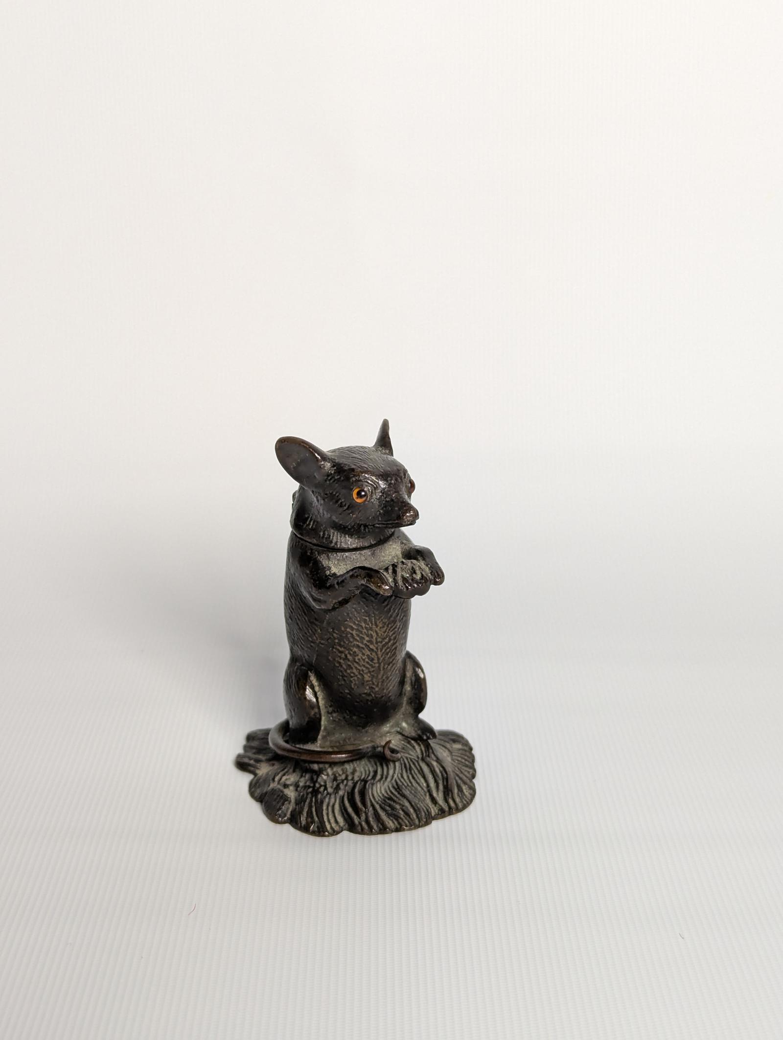 Victorian Bronze Mouse Vesta / Go-to-bed (1 of 6)