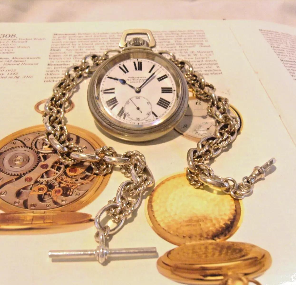 Pocket Watch Chain Silver Plated 1970s Huge Fancy Albert With T Bar 75.9g (1 of 16)