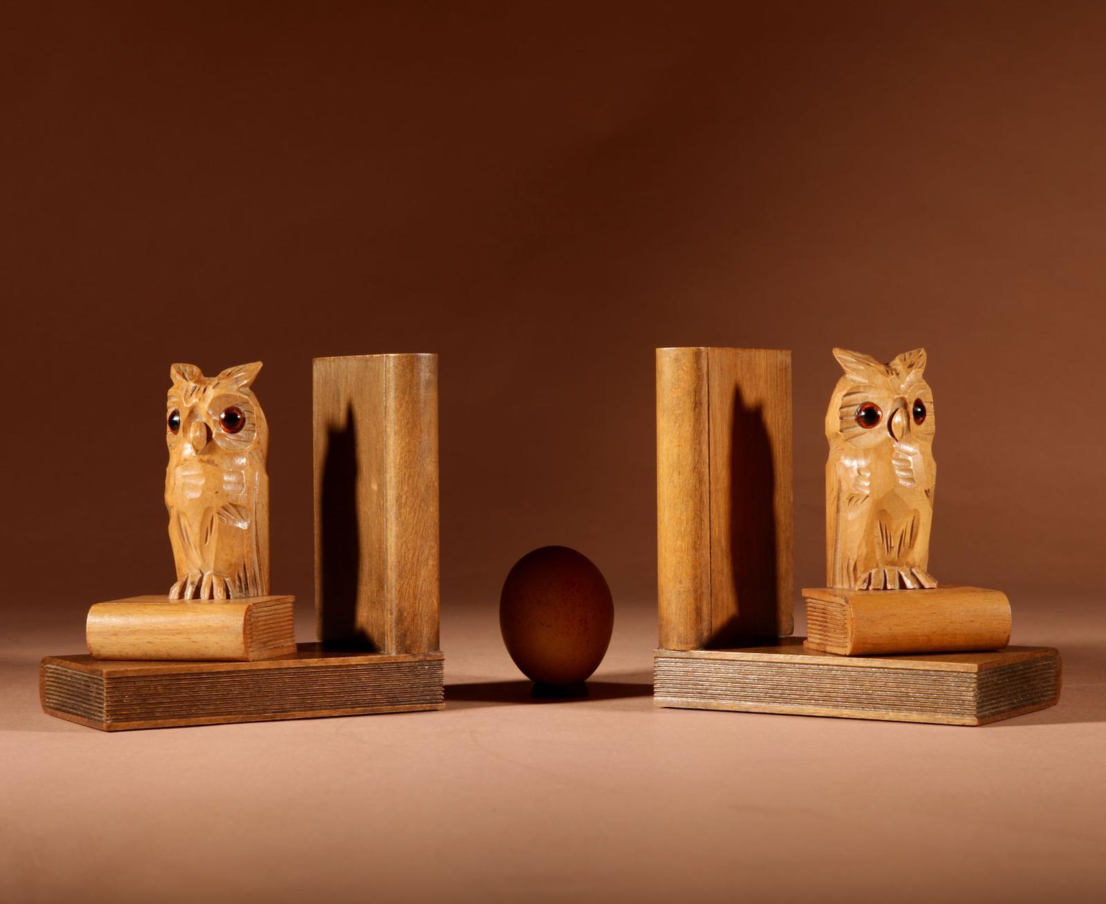 Black Forest Amusing Pair Of Owl Carved Bookends Circa 1900-20 (1 of 9) Black Forest Amusing Pair Of Owl Carved Bookends Circa 1900-20 (1 of 9)