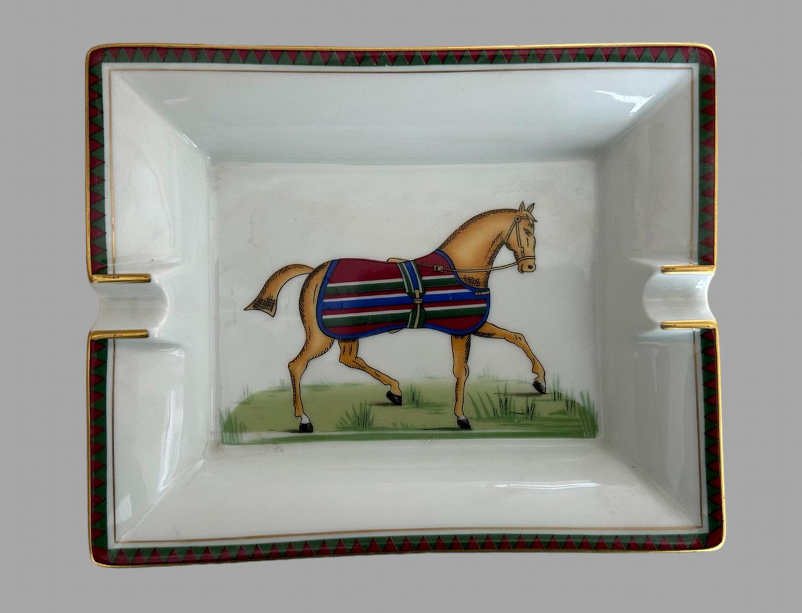 Hermes - Paris Equestrian Limoges Porcelain Cigar Ashtray (1 of 4)
