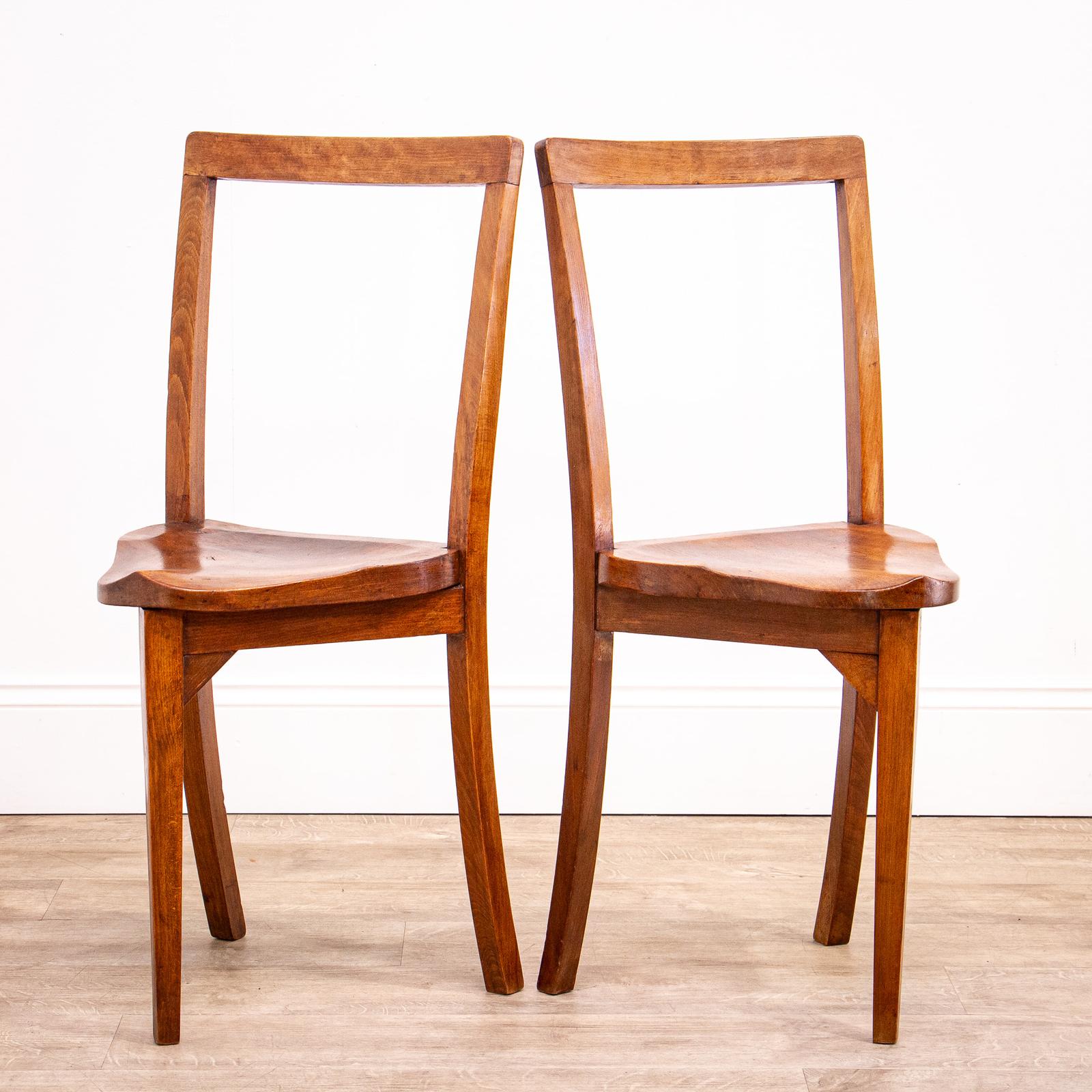 Pair of 3 Legged Elm Chairs with Saddle Seats (1 of 9) Pair of 3 Legged Elm Chairs with Saddle Seats (1 of 9)
