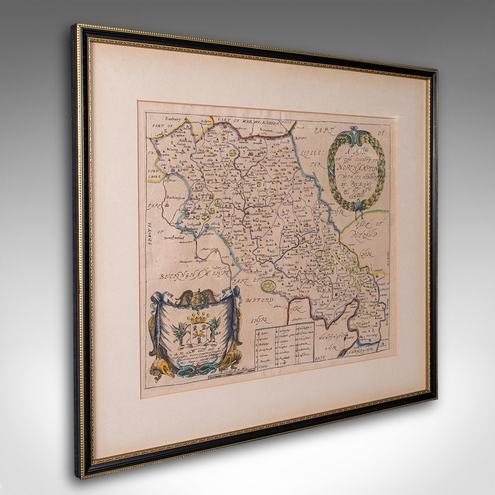 Antique County Map, Northamptonshire, English, Framed Cartography, Richard Blome (1 of 12)