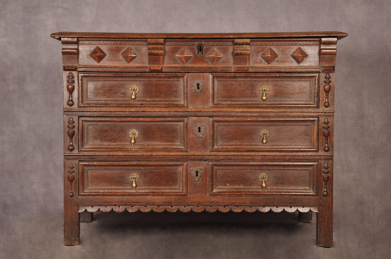 Rare 17th Century Oak Chest of Drawers (1 of 22)