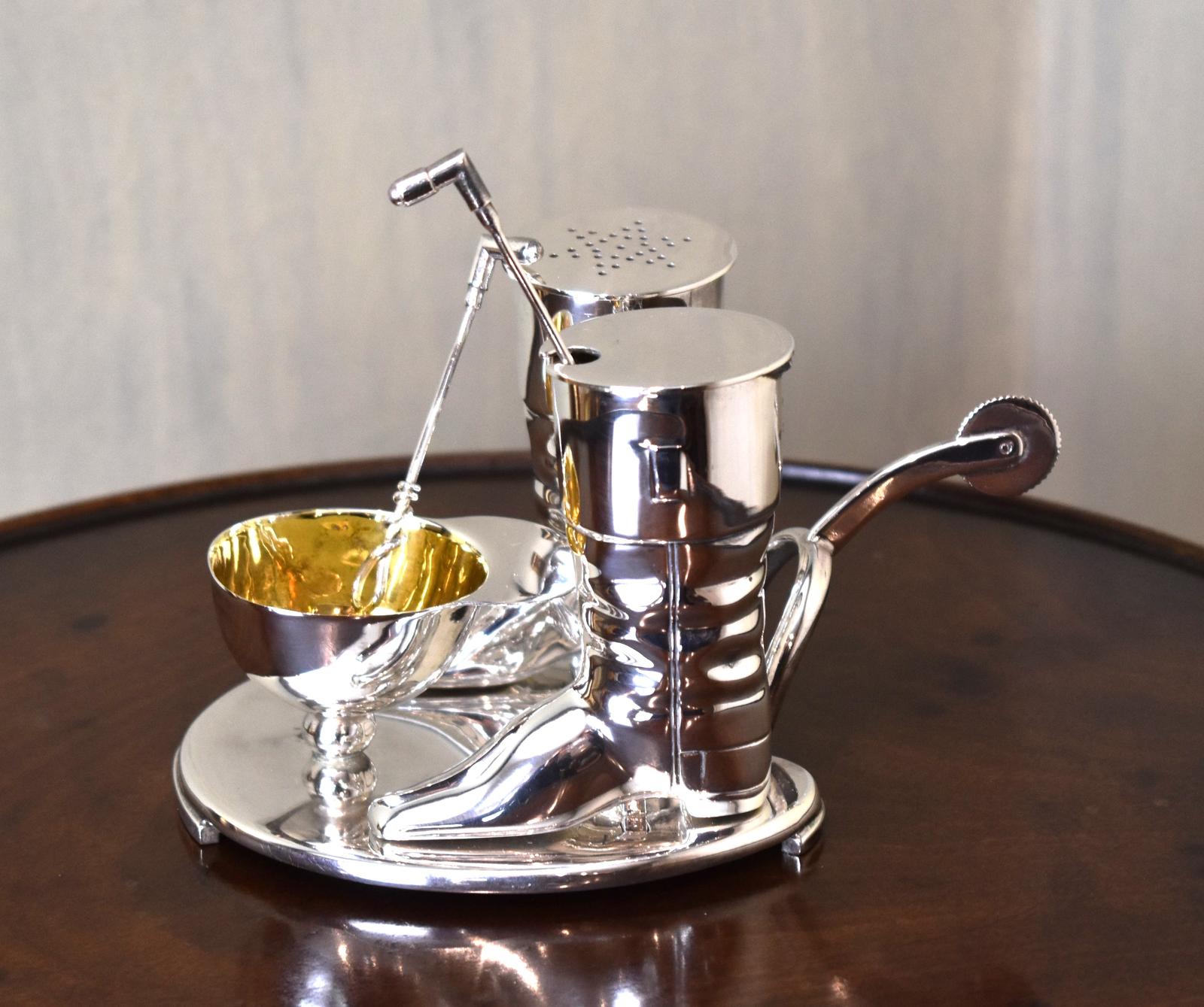 Novelty Hunting/Equestrian Silver Plate Cruet Set (1 of 6)