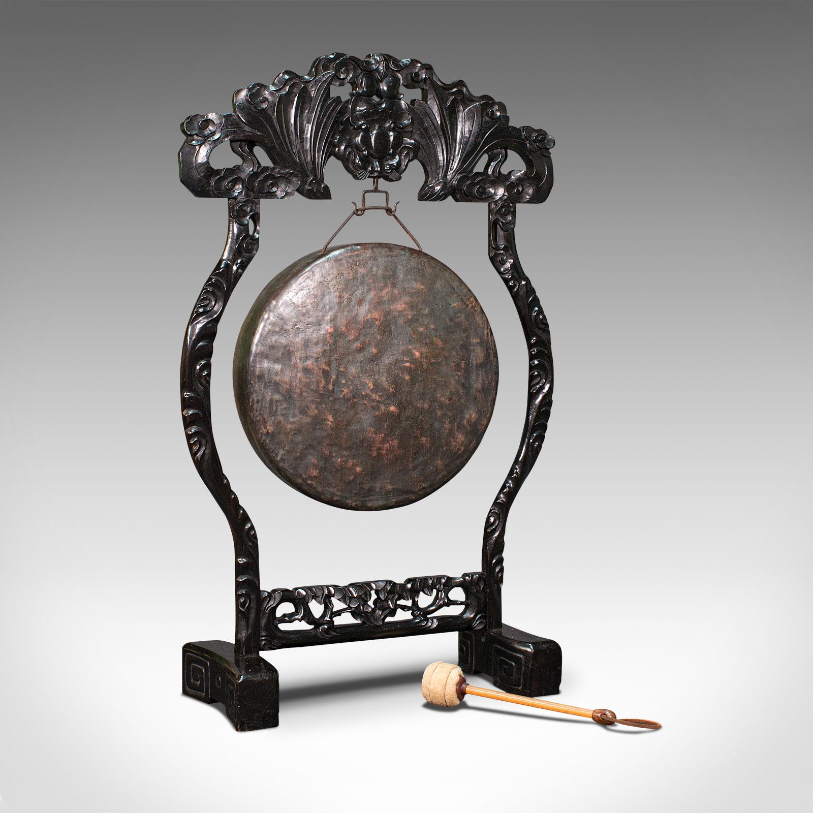 Antique Dinner Gong, Oriental, Ebonised Teak Stand, Chinoiserie, Victorian, 1880 (1 of 12) Antique Dinner Gong, Oriental, Ebonised Teak Stand, Chinoiserie, Victorian, 1880 (1 of 12)