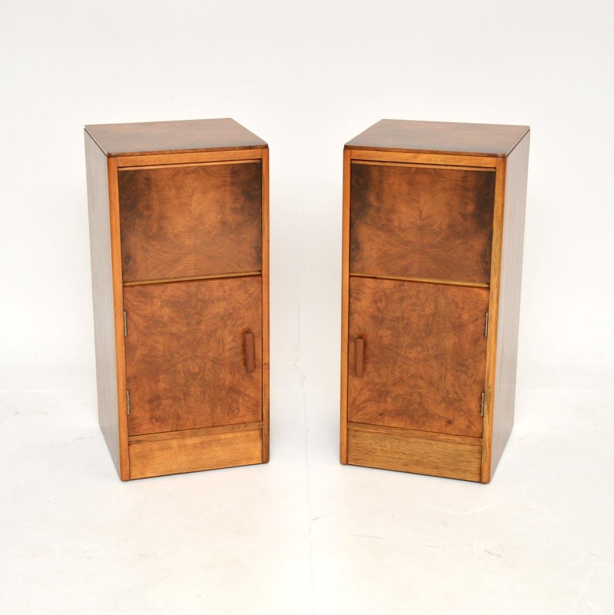 Pair of Art Deco Burr Walnut Bedside Cabinets (1 of 9)