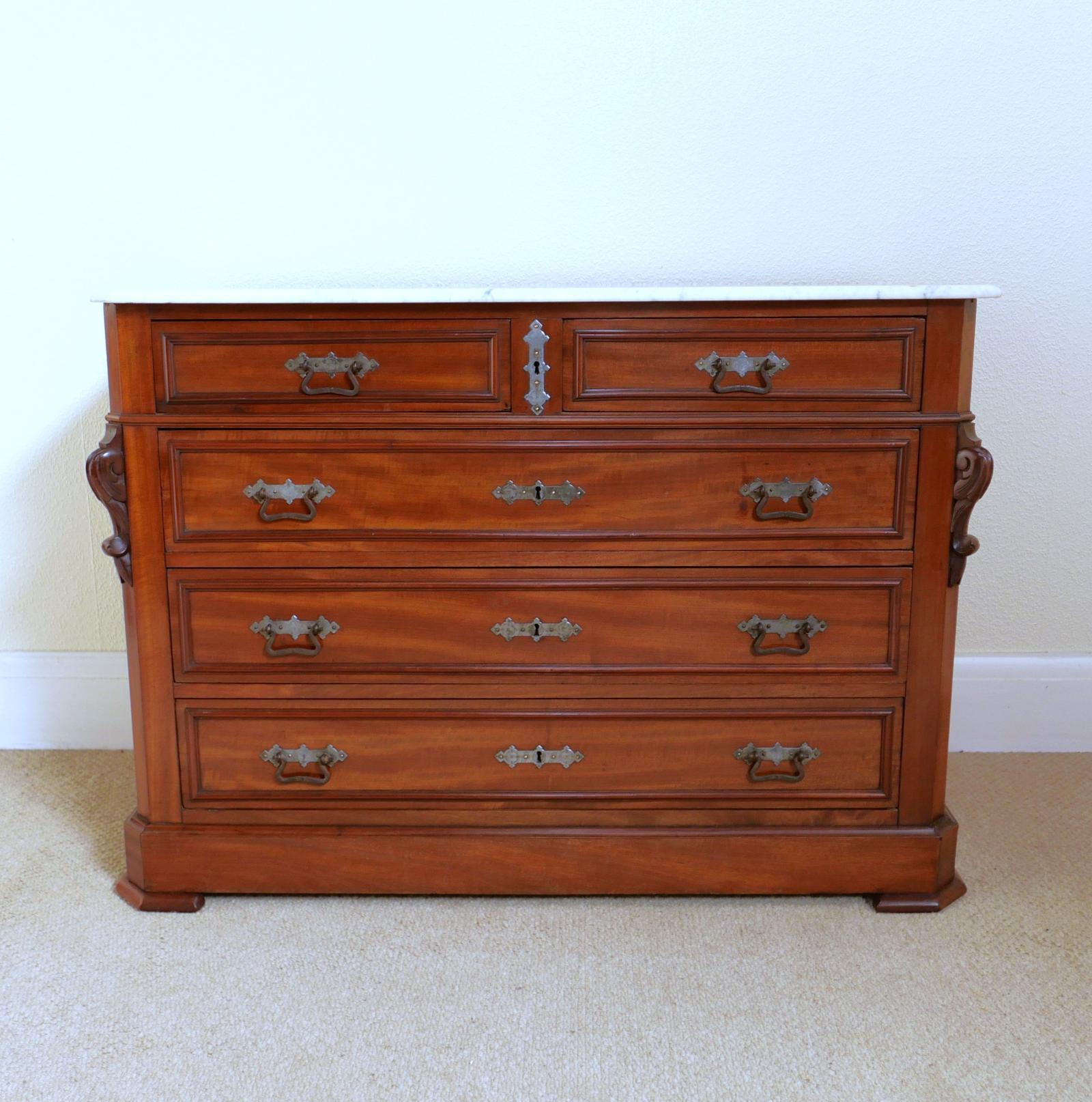 French Mahogany Chest of Drawers with Marble Top c.1900 (1 of 9) French Mahogany Chest of Drawers with Marble Top c.1900 (1 of 9)