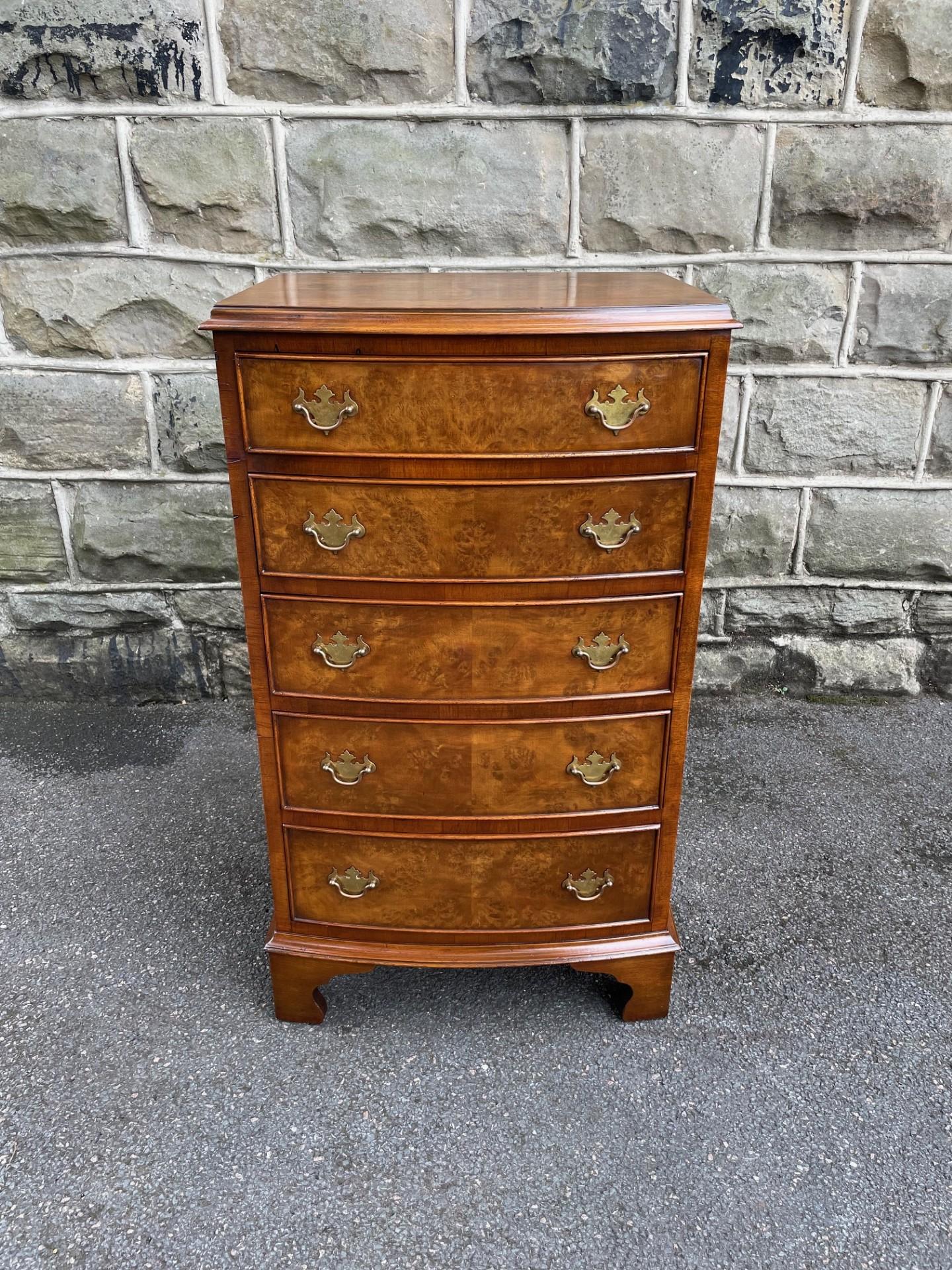 Antique Slim Burr Walnut Walnut Chest Draws (1 of 8)