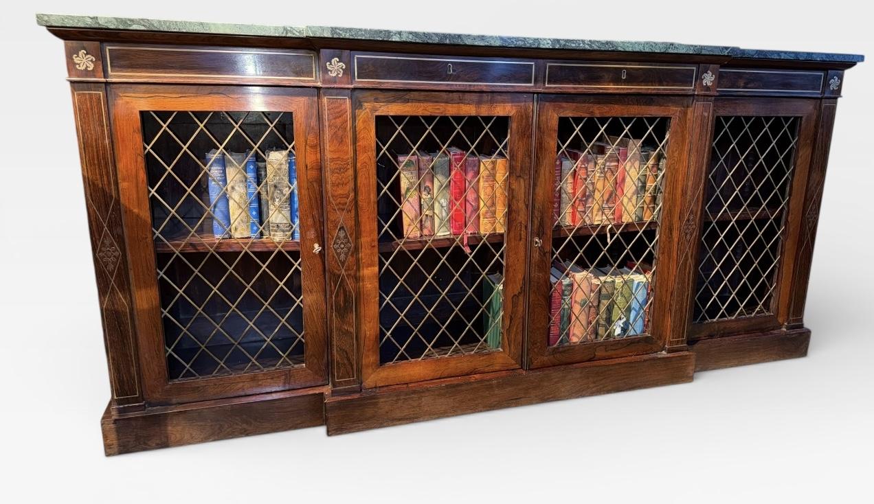 Brass Inlaid Breakfront Dwarf Bookcase (1 of 6) Brass Inlaid Breakfront Dwarf Bookcase (1 of 6)