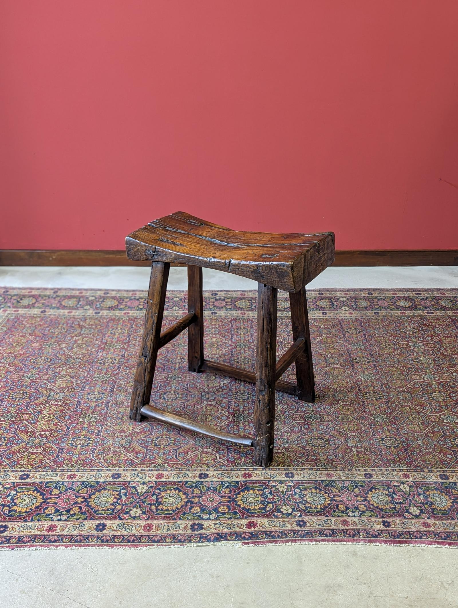 Antique 18th Century Elm Country-made Stool c.1760 (1 of 10)
