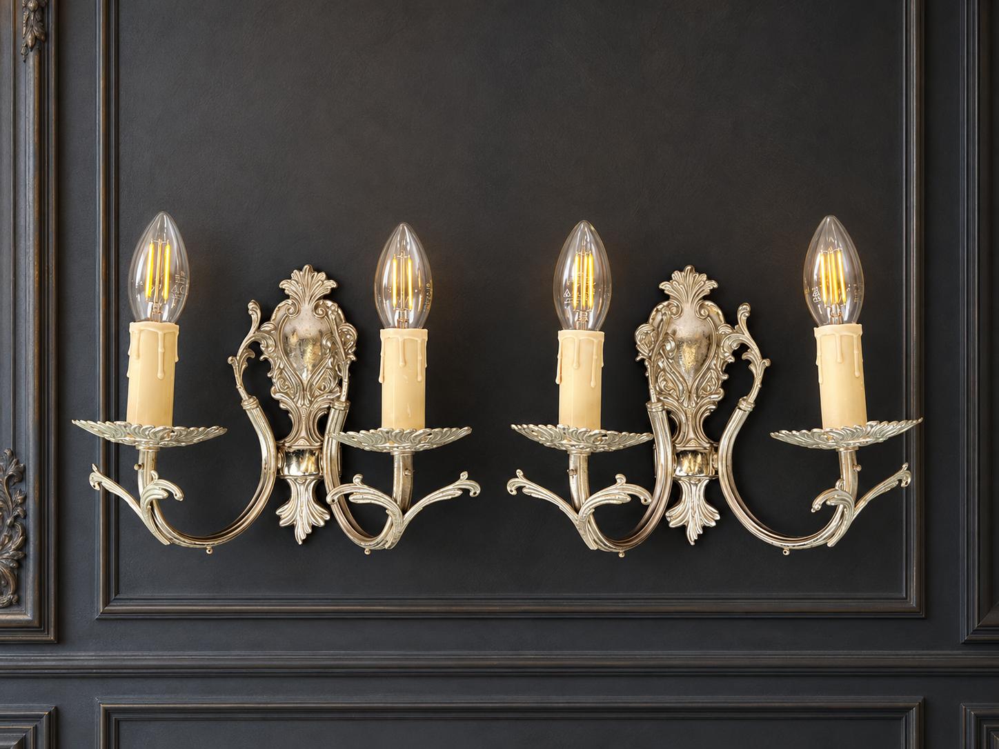 Pair of Wall Sconces Vintage French Double Arm Lights (1 of 11) Pair of Wall Sconces Vintage French Double Arm Lights (1 of 11)