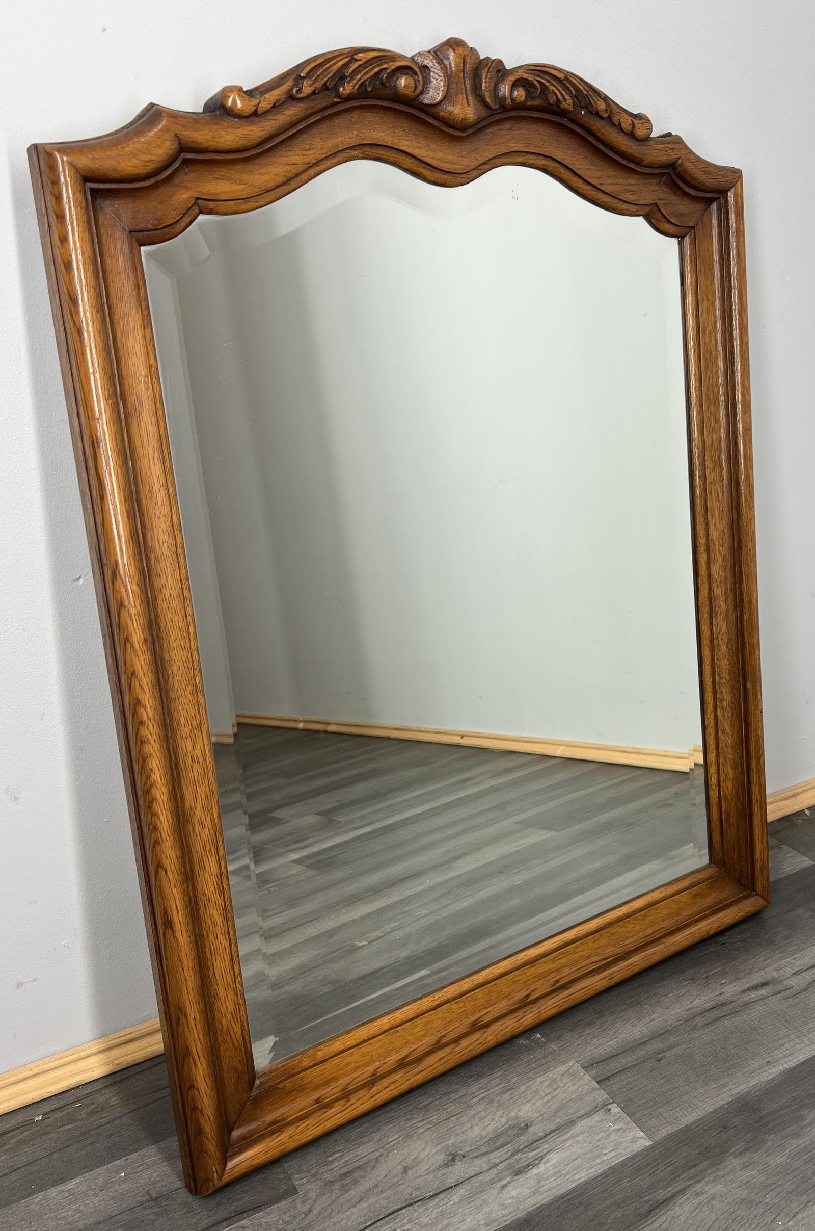 Vintage French Style Carved Oak Wall Mirror Ornate Wall Frame (1 of 8)