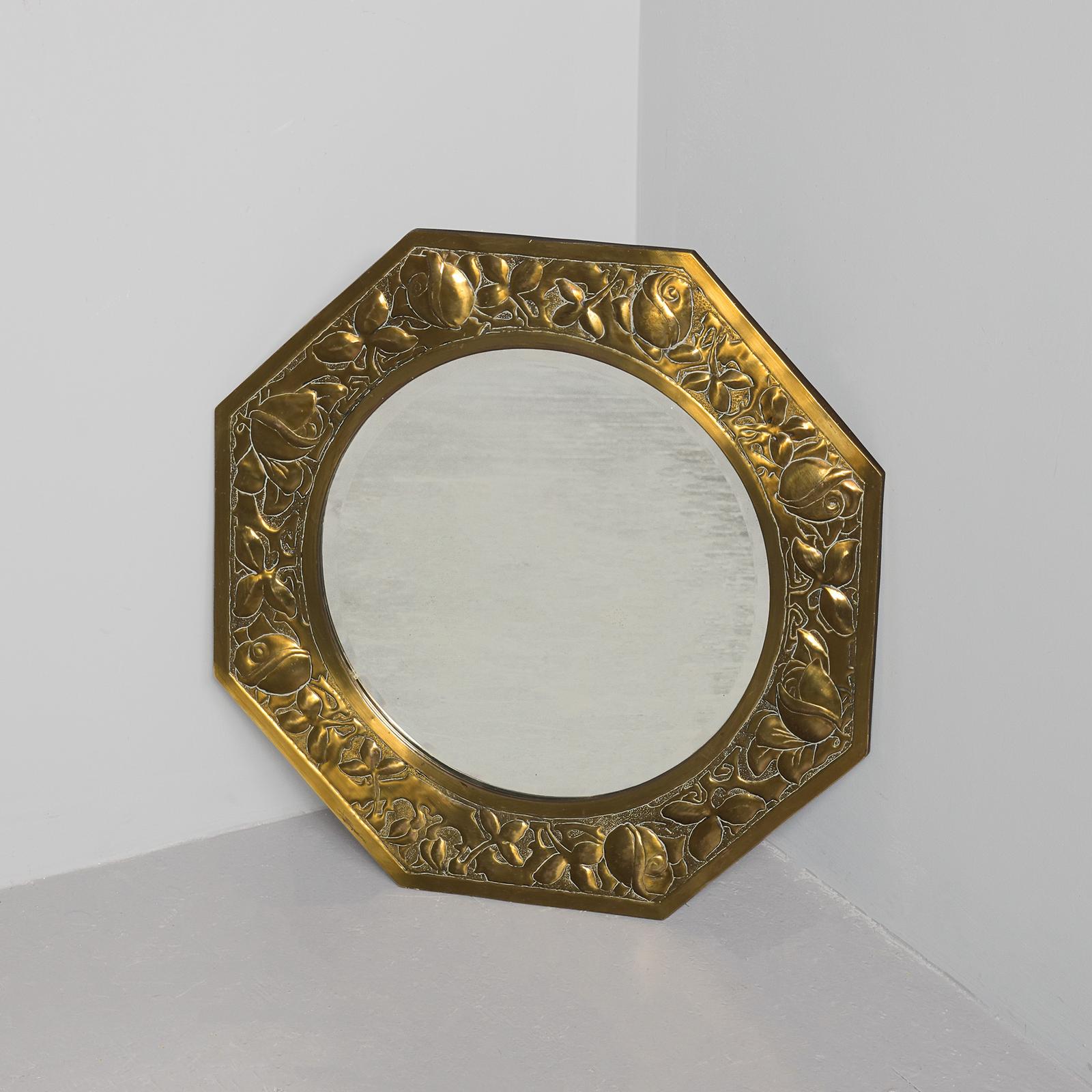 Arts & Crafts Brass Embossed Mirror (1 of 6) Arts & Crafts Brass Embossed Mirror (1 of 6)