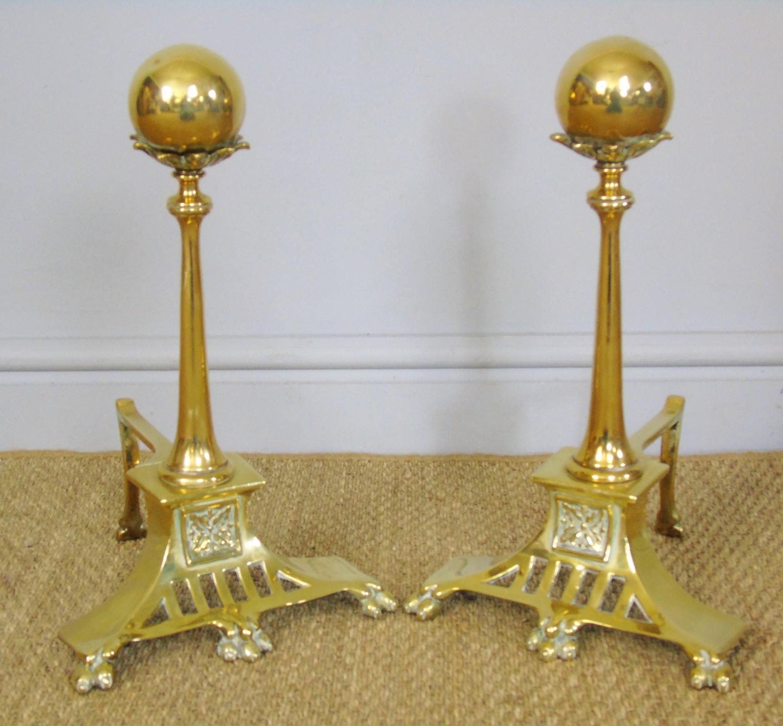 Fine Regency Style Brass Fire Dogs (1 of 6) Fine Regency Style Brass Fire Dogs (1 of 6)