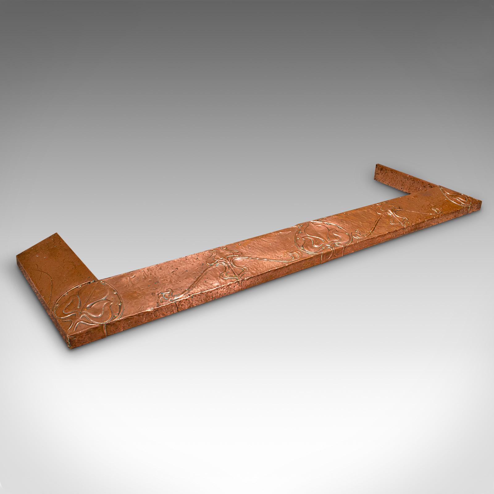 Antique Decorative Fire Kerb, English, Copper, Surround, Art Nouveau, Victorian (1 of 11)