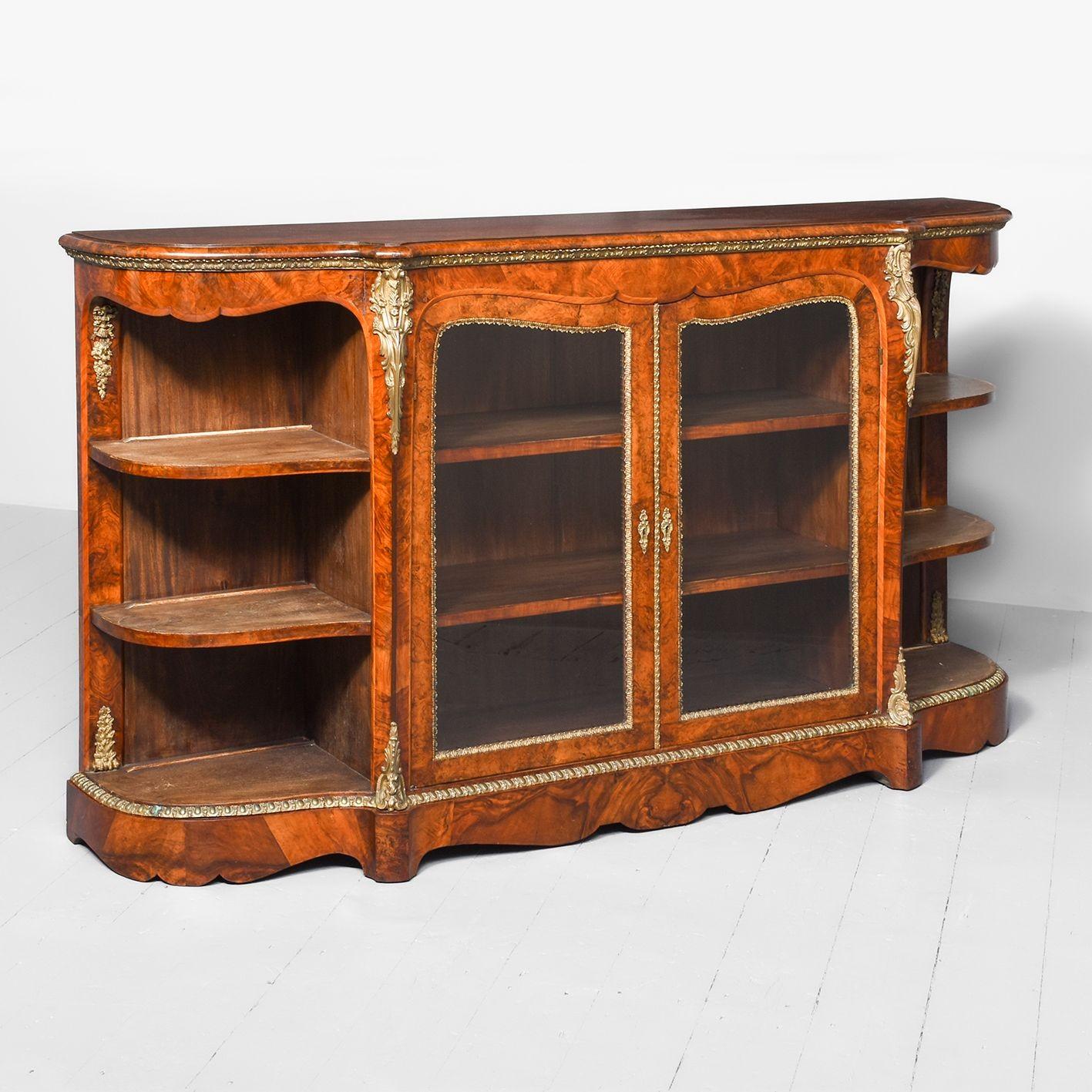 Open-ended Figured Walnut Victorian Credenza (1 of 10)