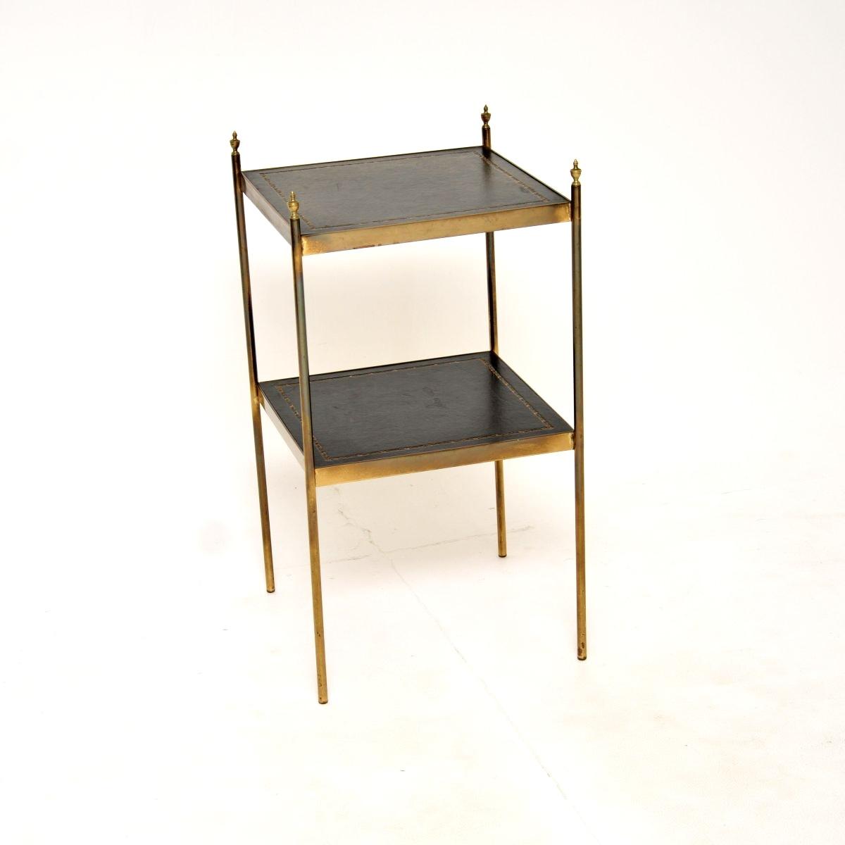 Vintage Brass & Leather Side Table (1 of 8)