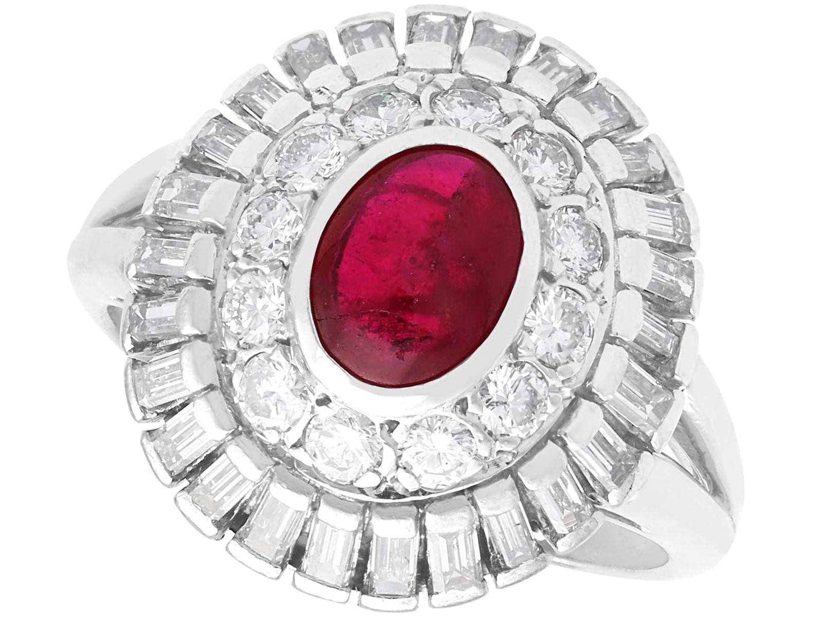 1.10ct Ruby & 1.18ct Diamond, Platinum Ring c.1935 (1 of 11)