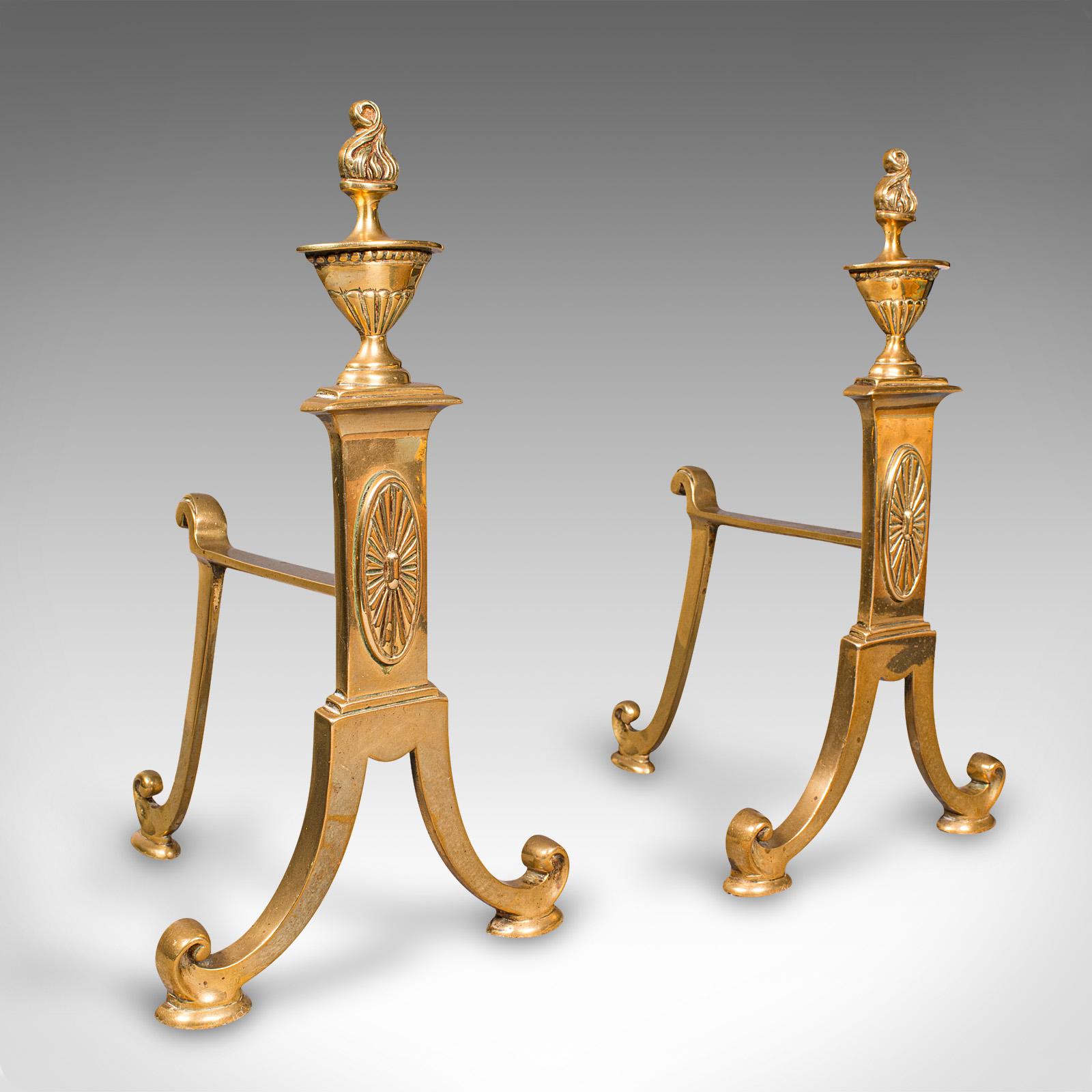 Pair Of Antique Decorative Fireside Tool Rests, English Brass Andiron, Victorian (1 of 10) Pair Of Antique Decorative Fireside Tool Rests, English Brass Andiron, Victorian (1 of 10)