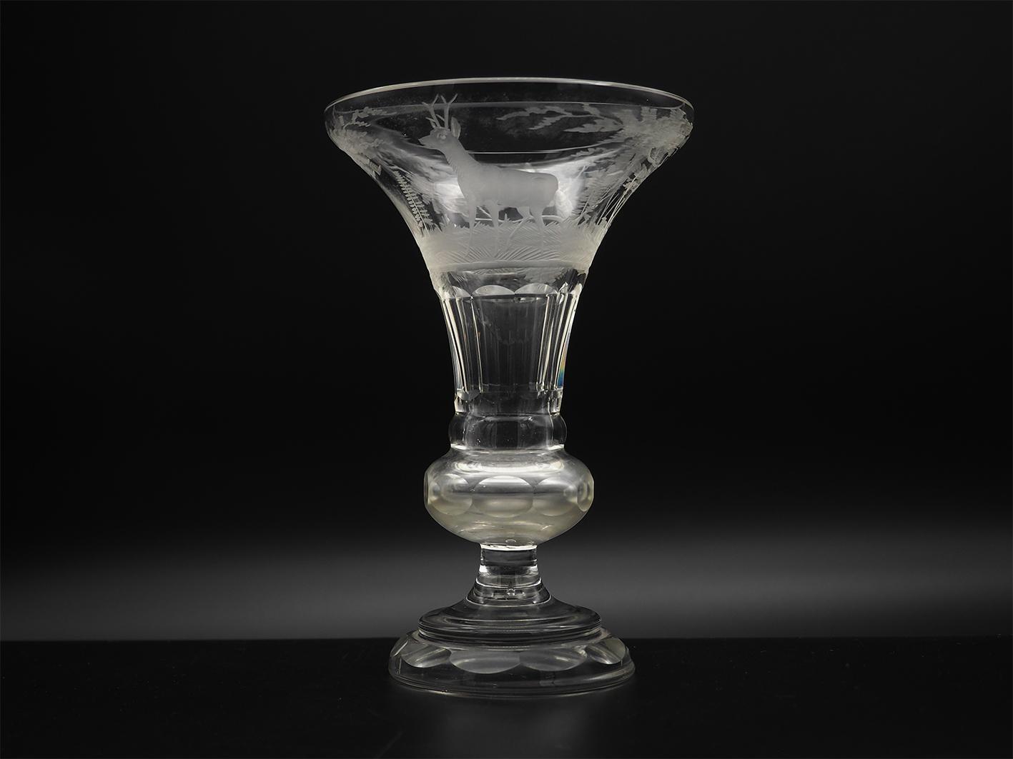 Deer Engraved Georgian Trumpet Glass (1 of 4) Deer Engraved Georgian Trumpet Glass (1 of 4)