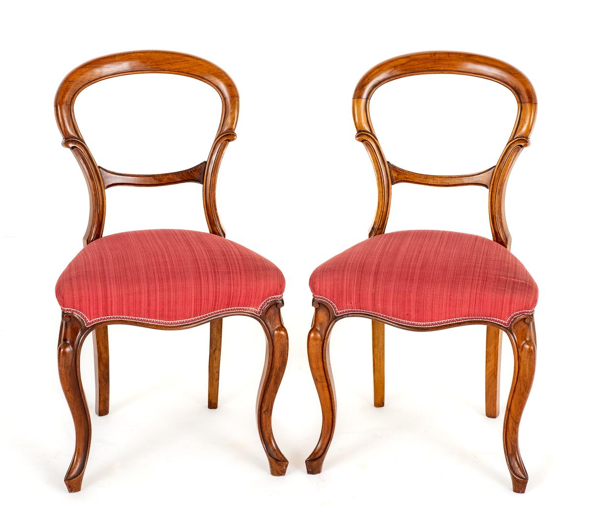 Pair of Victorian Walnut Cabriole Leg Side Chairs (1 of 7)