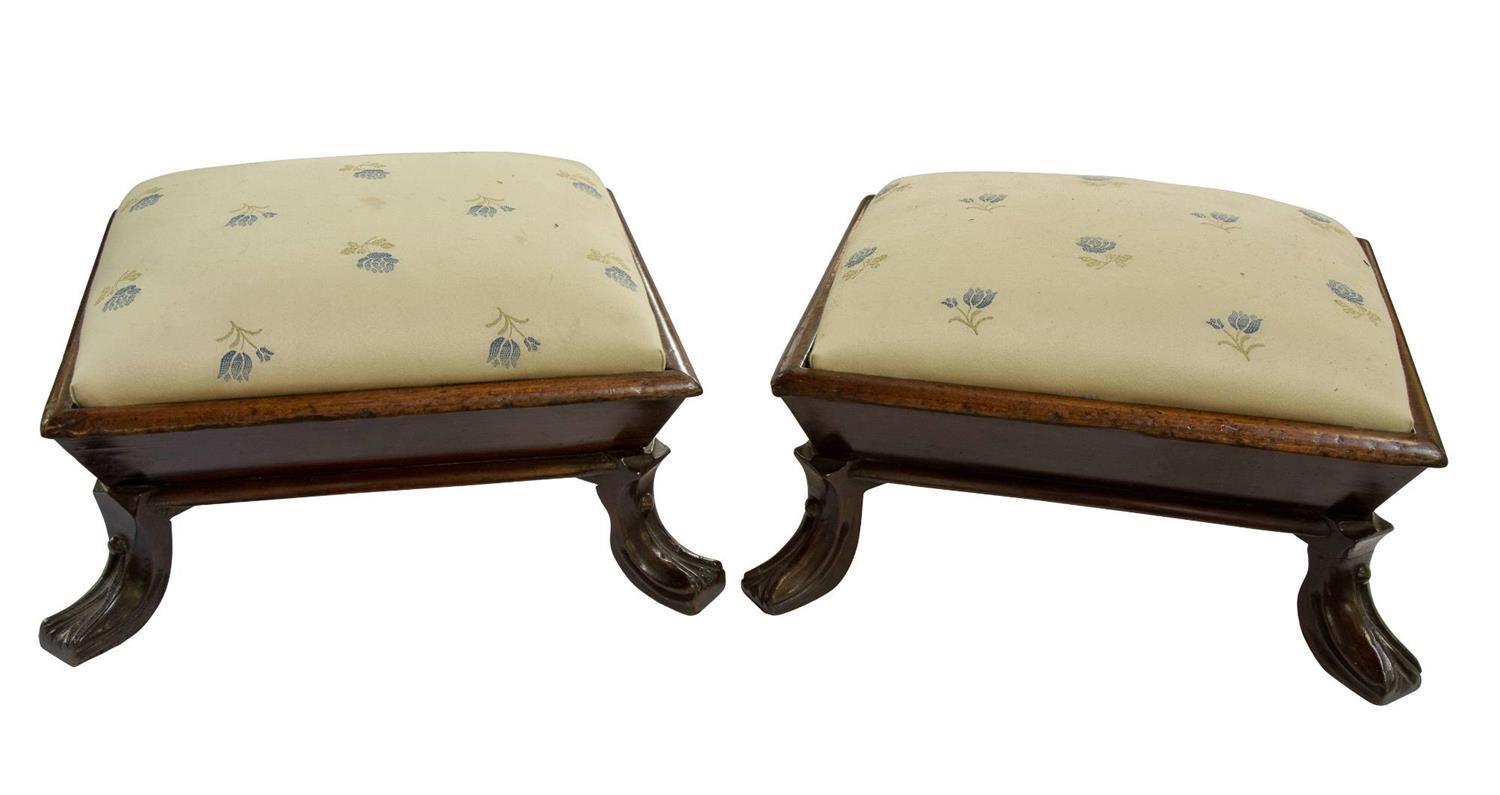 Pair of Rectangular Mahogany & Rosewood Footstools (1 of 1) Pair of Rectangular Mahogany & Rosewood Footstools (1 of 1)
