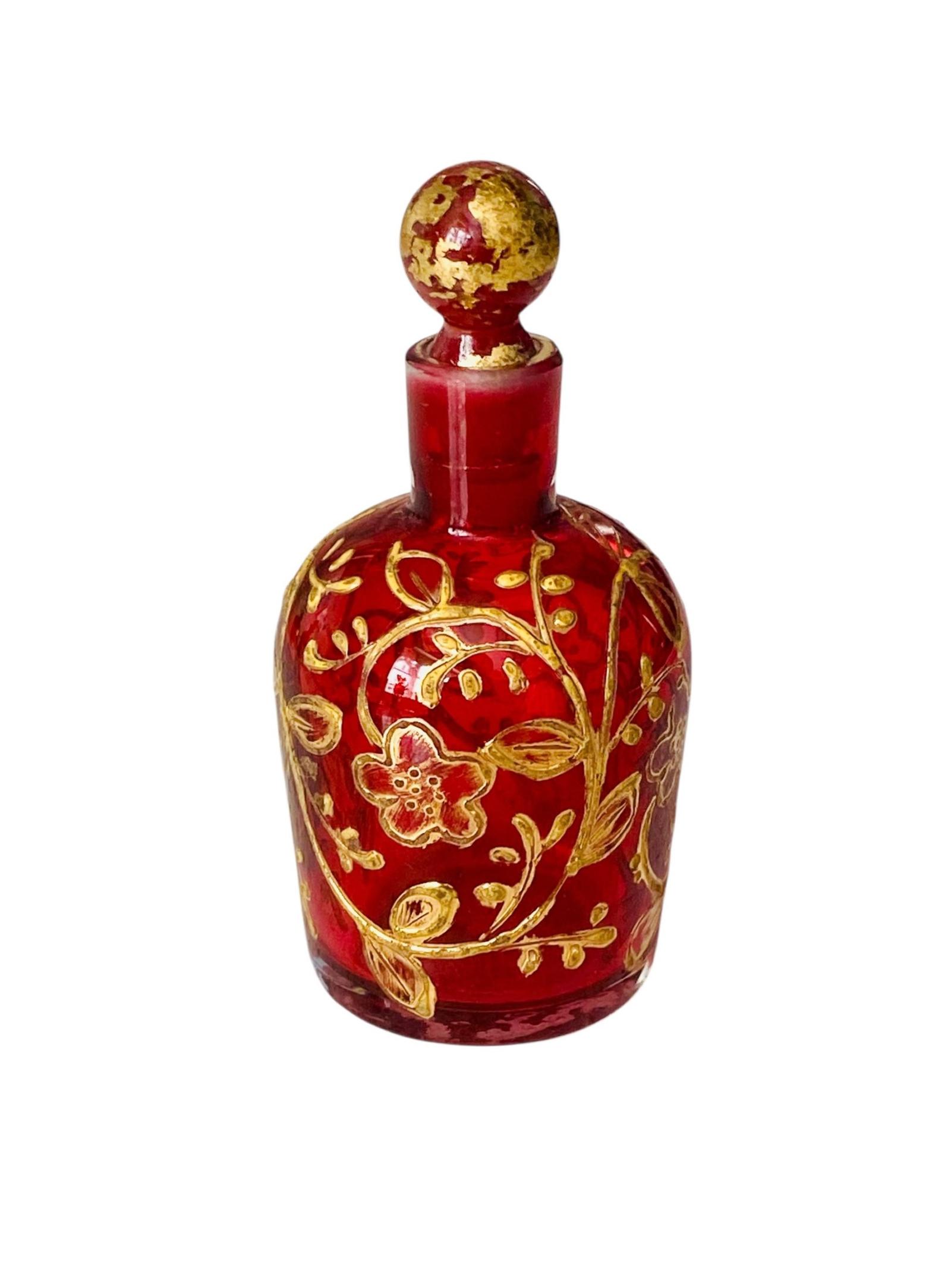 Antique Moser Perfume Scent Bottle Enamel & Gilt Ruby Glass Circa 1880 (1 of 7)