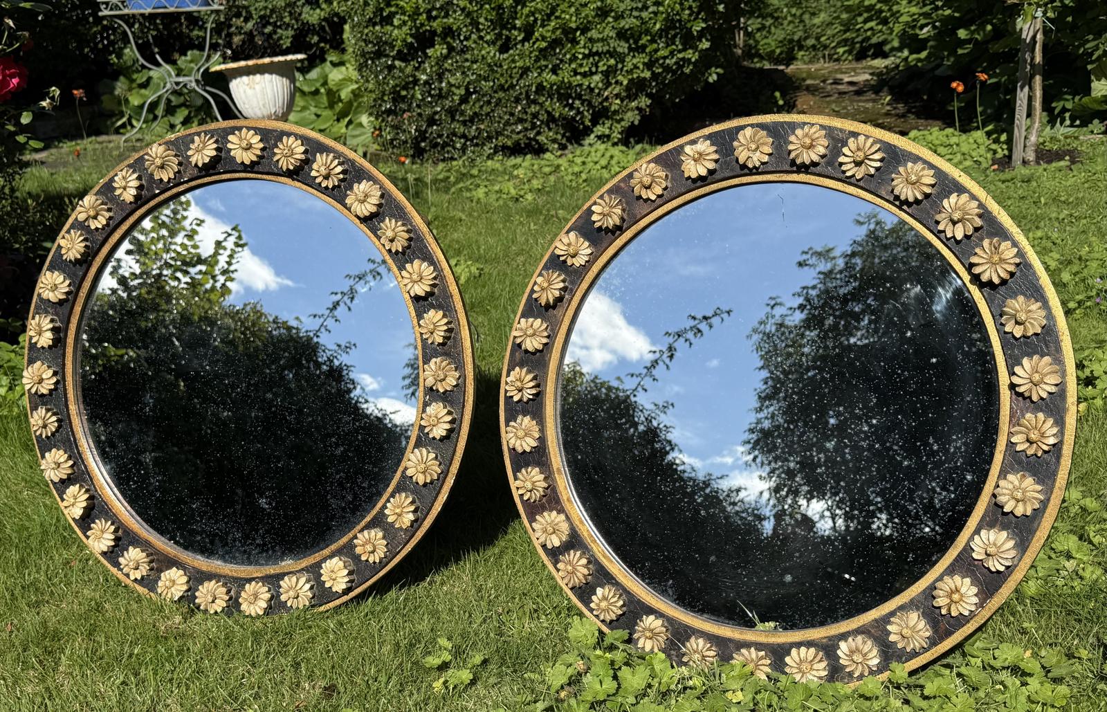 A Pair of Mid Century Round Painted Mirrors (1 of 6)