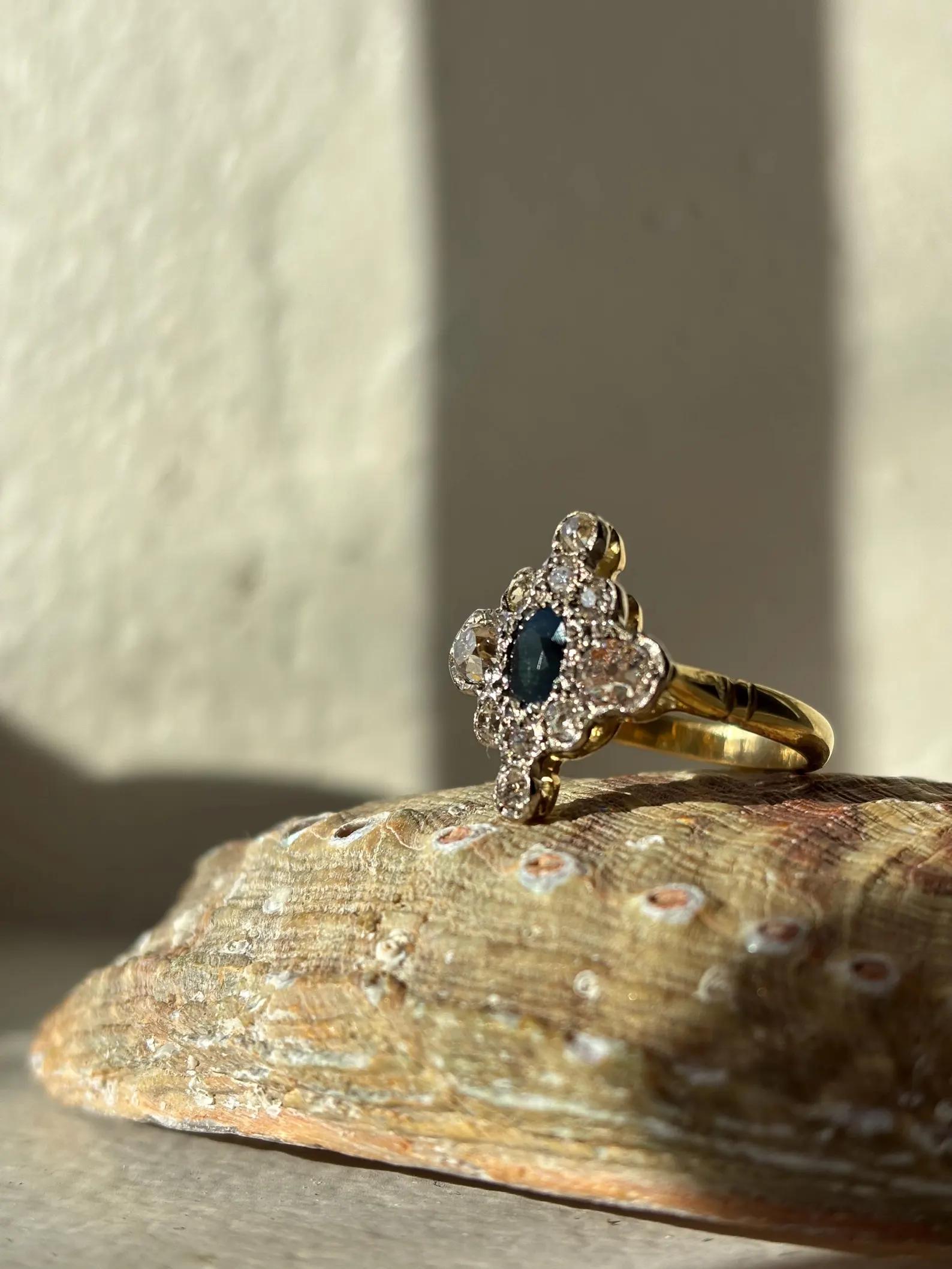 A Victorian 18ct Gold, Sapphire and Diamond Cluster Ring (1 of 14) A Victorian 18ct Gold, Sapphire and Diamond Cluster Ring (1 of 14)