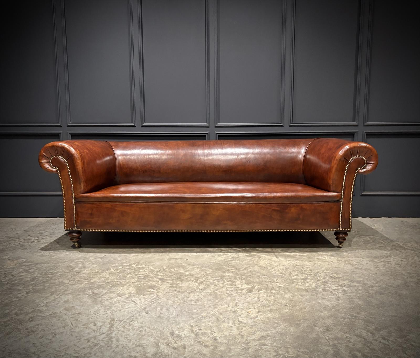 Genuine Victorian Brown Leather Sofa (1 of 13) Genuine Victorian Brown Leather Sofa (1 of 13)