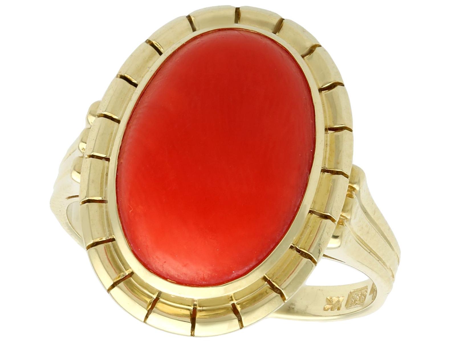 Vintage 4.84ct Coral & 14ct Yellow Gold Dress Ring c.1940 (1 of 9) Vintage 4.84ct Coral & 14ct Yellow Gold Dress Ring c.1940 (1 of 9)