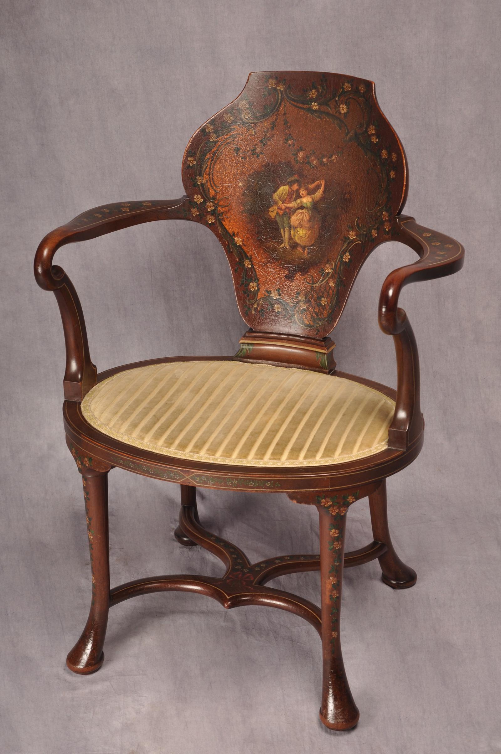 Fine Painted Mahogany Edwardian Armchair (1 of 11)