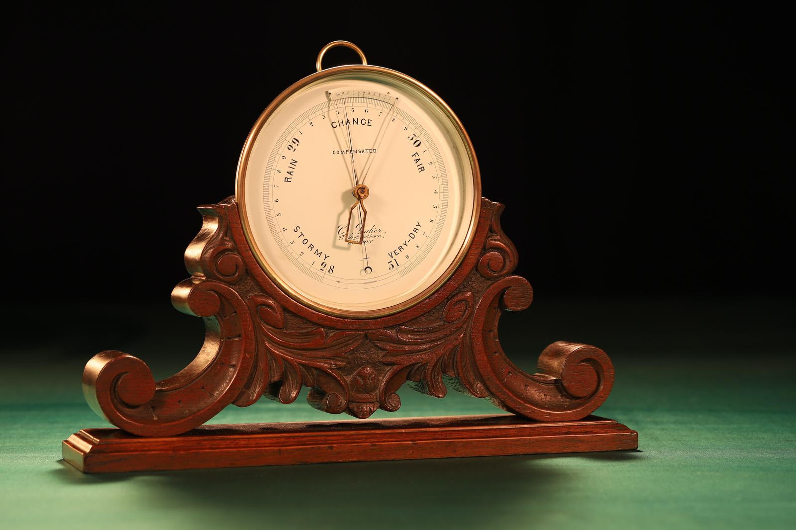 Unusual Mantle Barometer with Vernier by Negretti & Zambra c.1909 (1 of 10)
