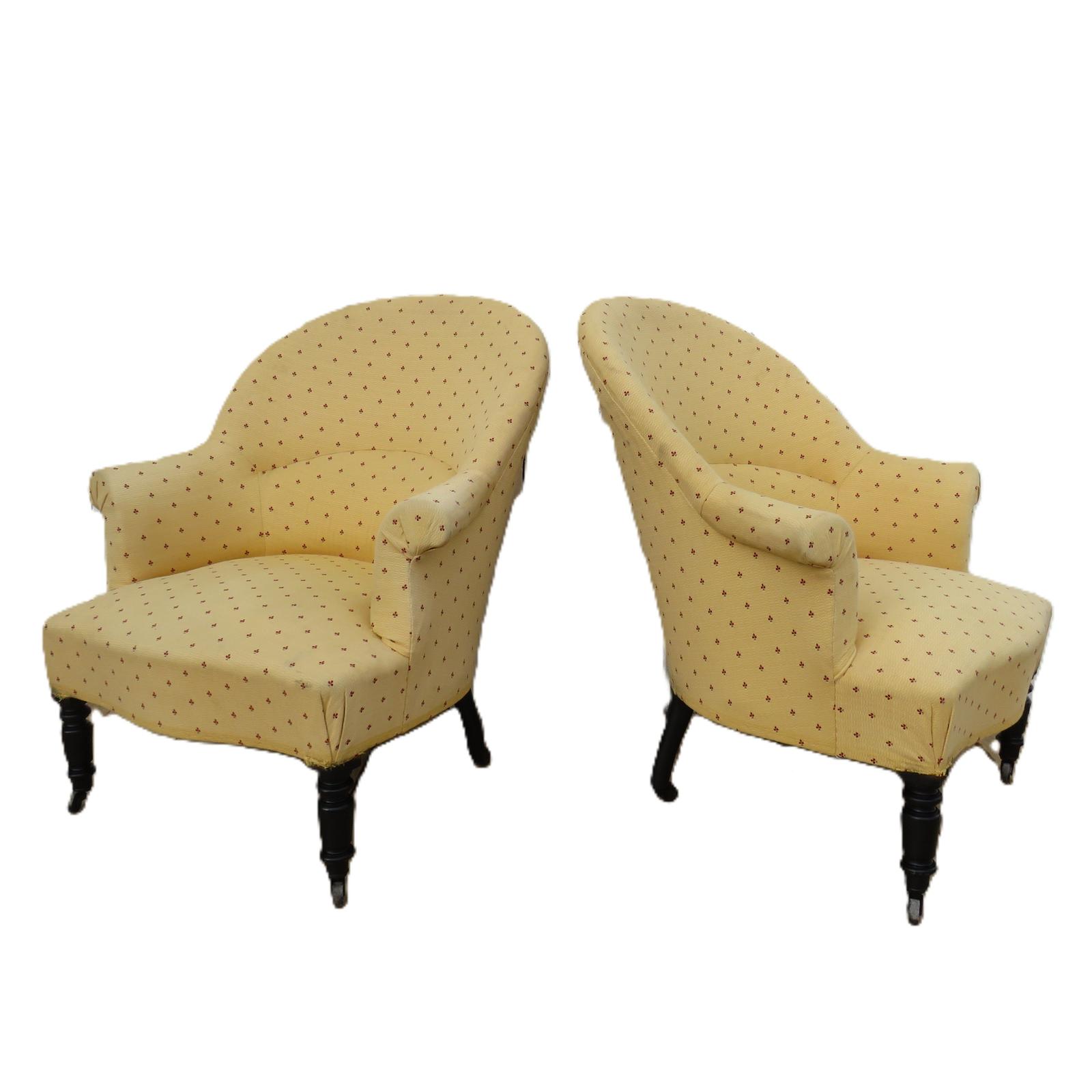 Pair of Antique Napoleon III Tub Chairs (1 of 9) Pair of Antique Napoleon III Tub Chairs (1 of 9)