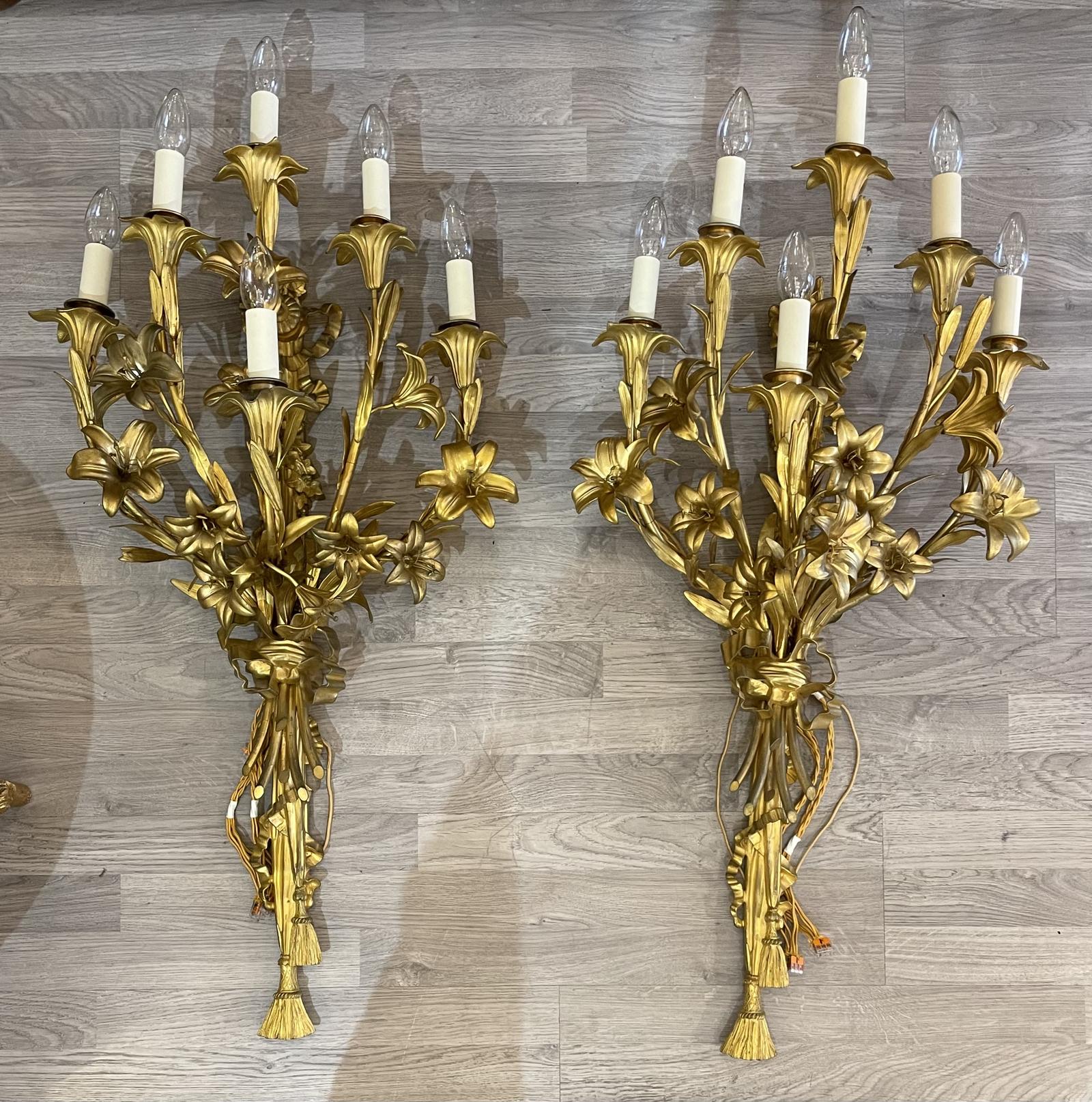 Large Pair of 19th Century French D’appliques Wall Lights by Henri Picard (1 of 8)