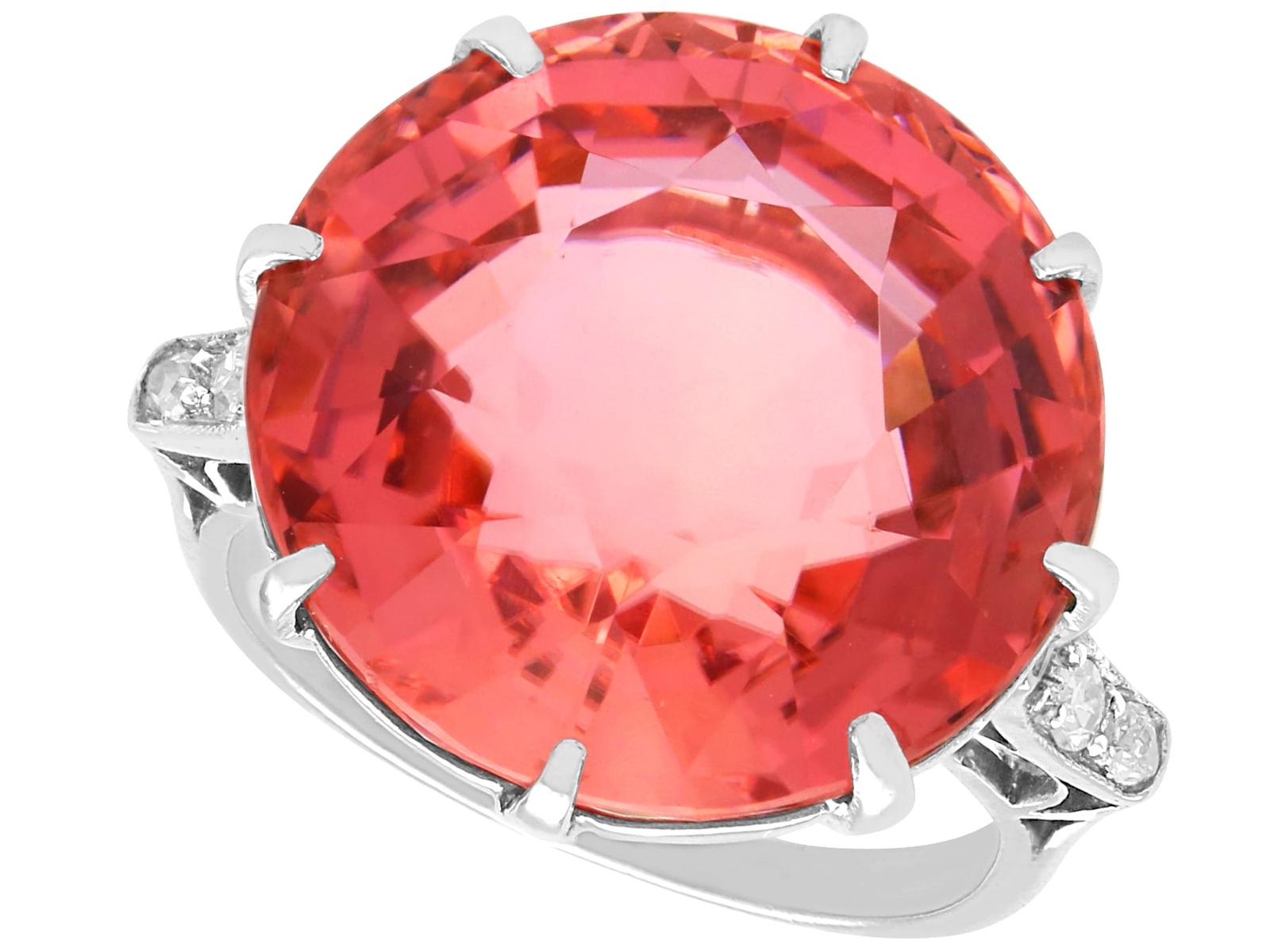 16.41ct Pink Tourmaline & 0.12ct Diamond, 18ct White Gold Dress Ring (1 of 13)