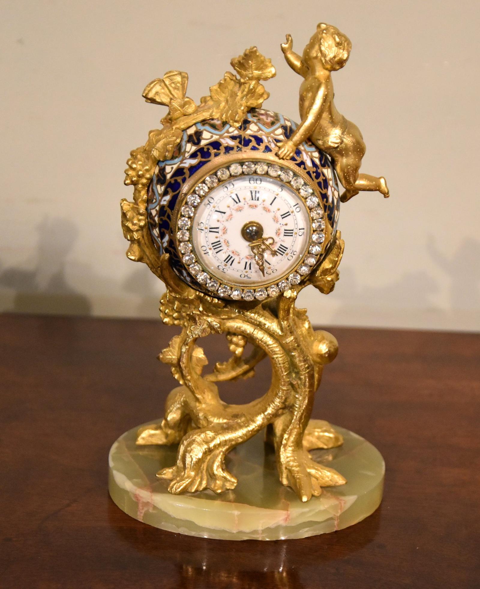 Cloisonne Enamel & Gilt Brass Mantel Timepiece (1 of 5) Cloisonne Enamel & Gilt Brass Mantel Timepiece (1 of 5)