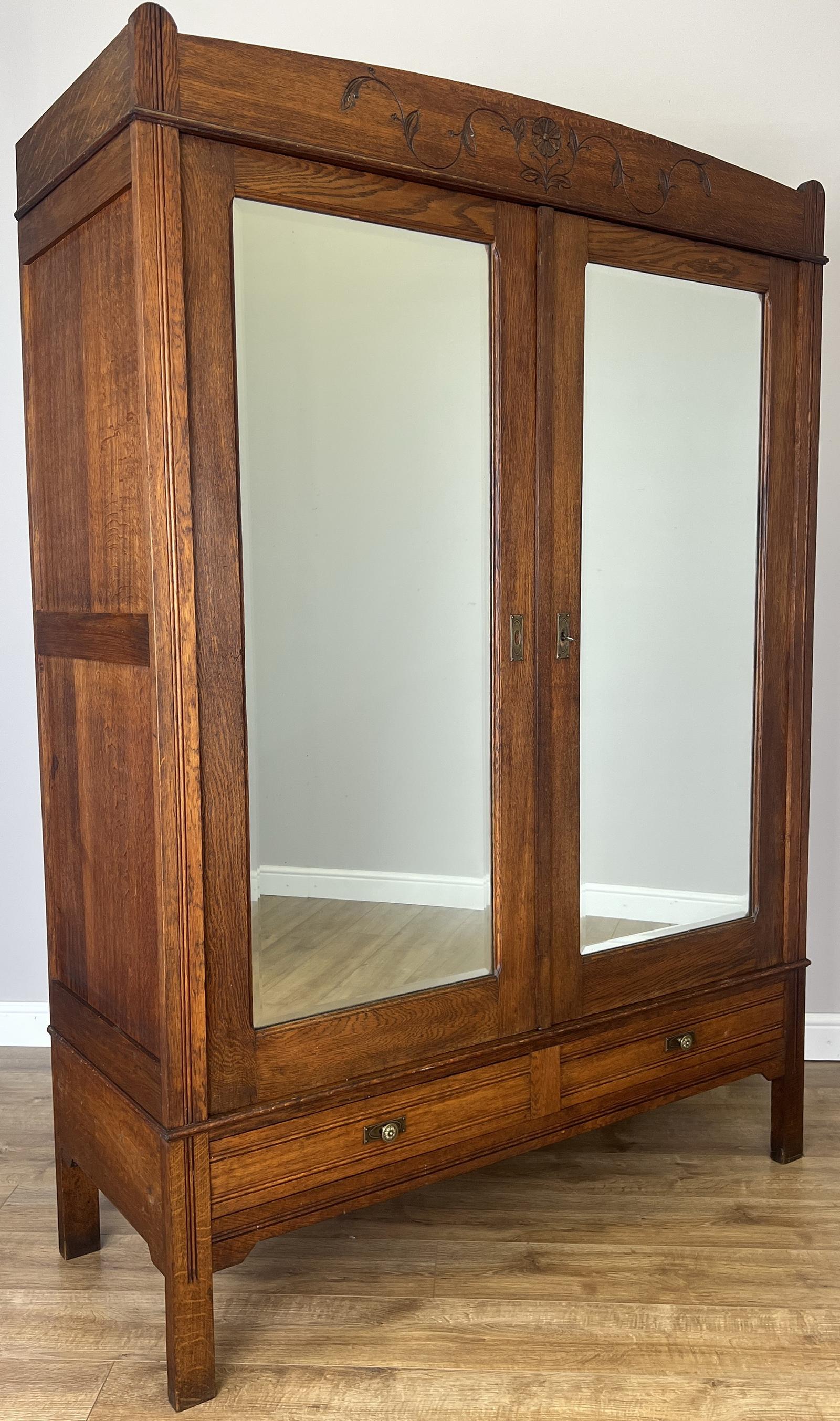 Wardrobe Antique French Oak Two Door Mirrored Carved Armoire Cabinet (1 of 12) Wardrobe Antique French Oak Two Door Mirrored Carved Armoire Cabinet (1 of 12)
