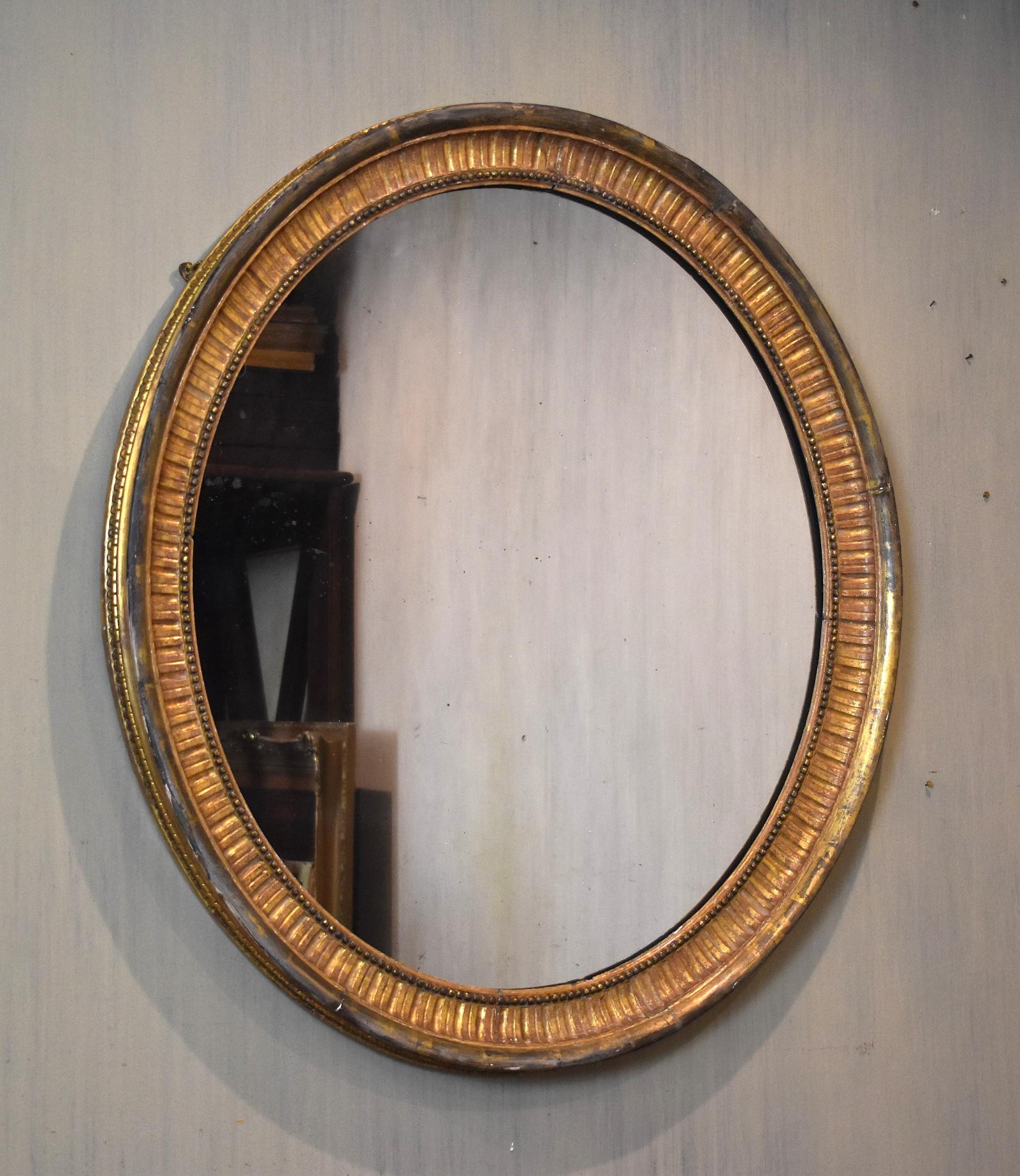 Large Early 19th Century Oval Gilt Mirror (1 of 4)